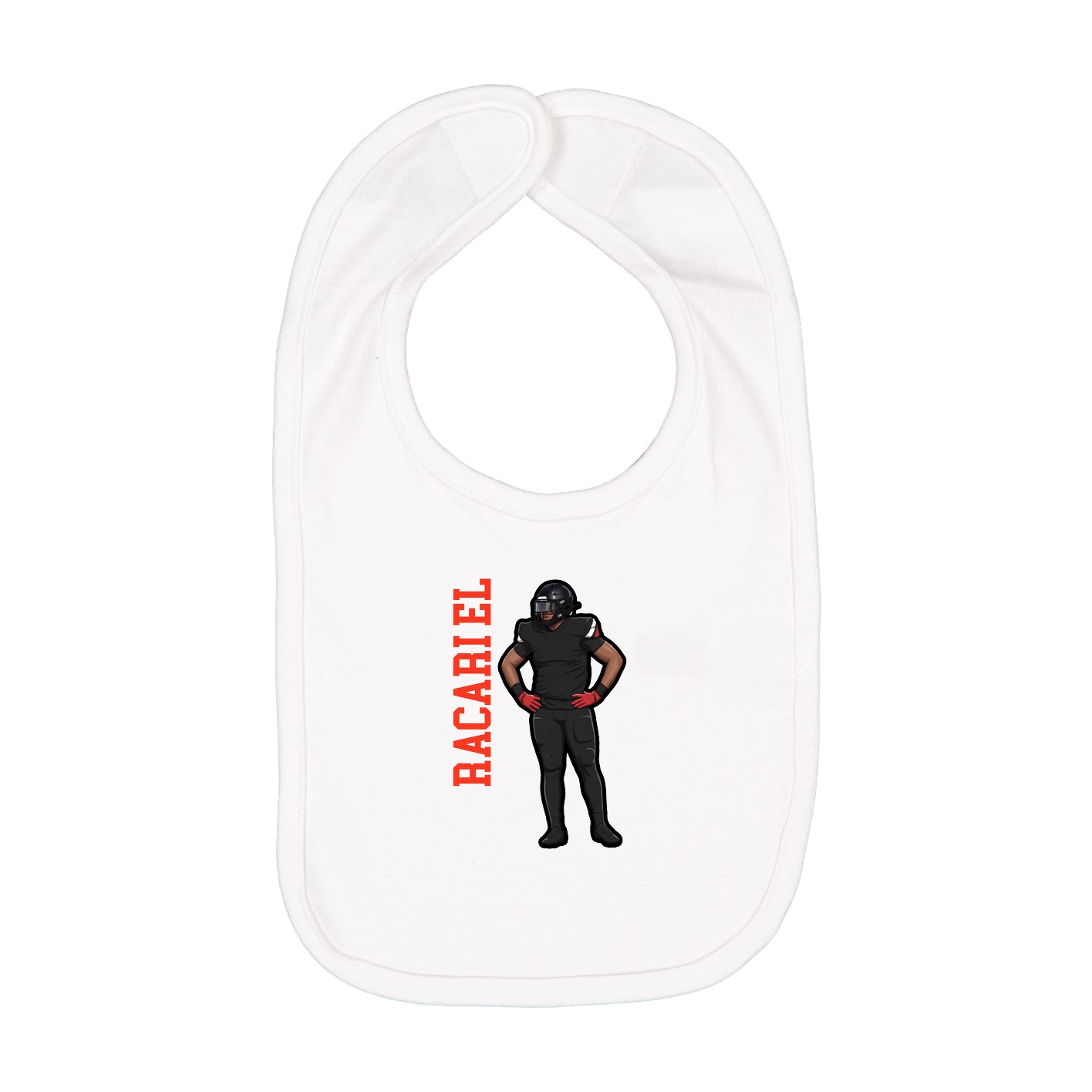 Infant Bib — Name Vertical in White