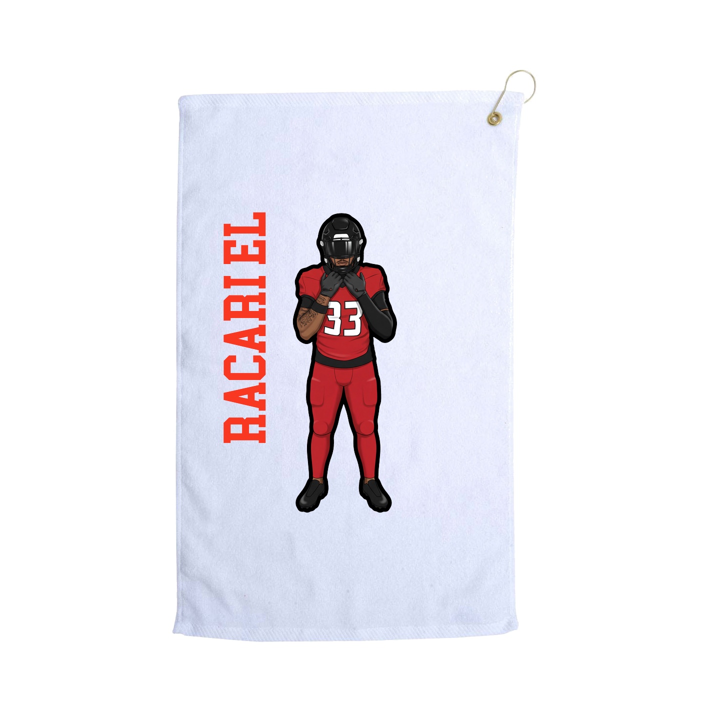 Golf Towel — Name Vertical in White