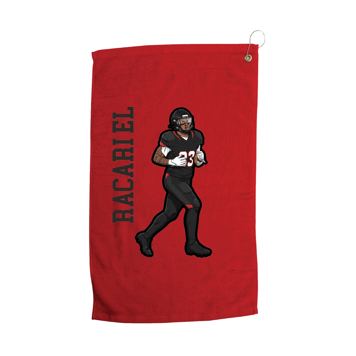 Golf Towel — Name Vertical in Red