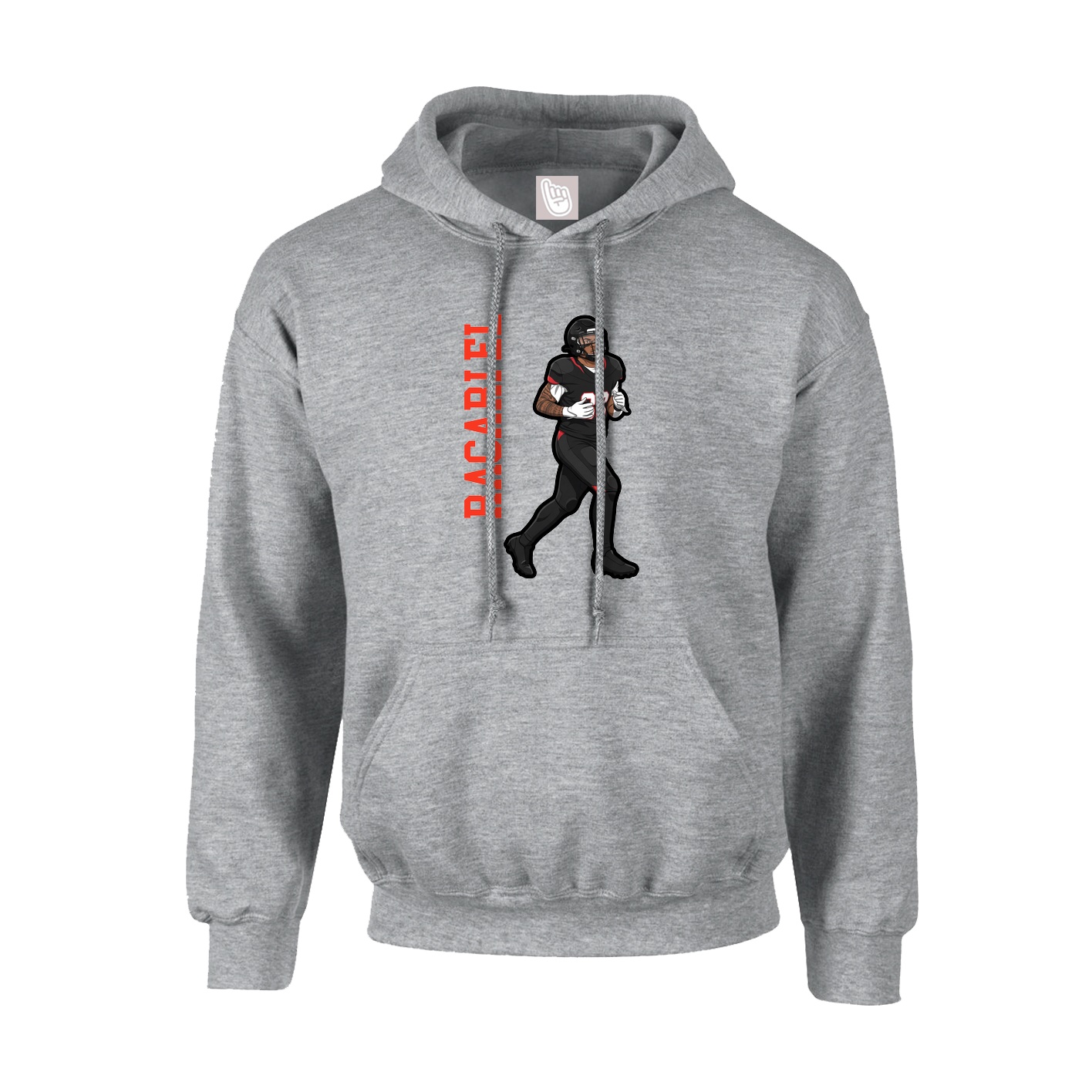 Hoodie — Name Vertical in Grey
