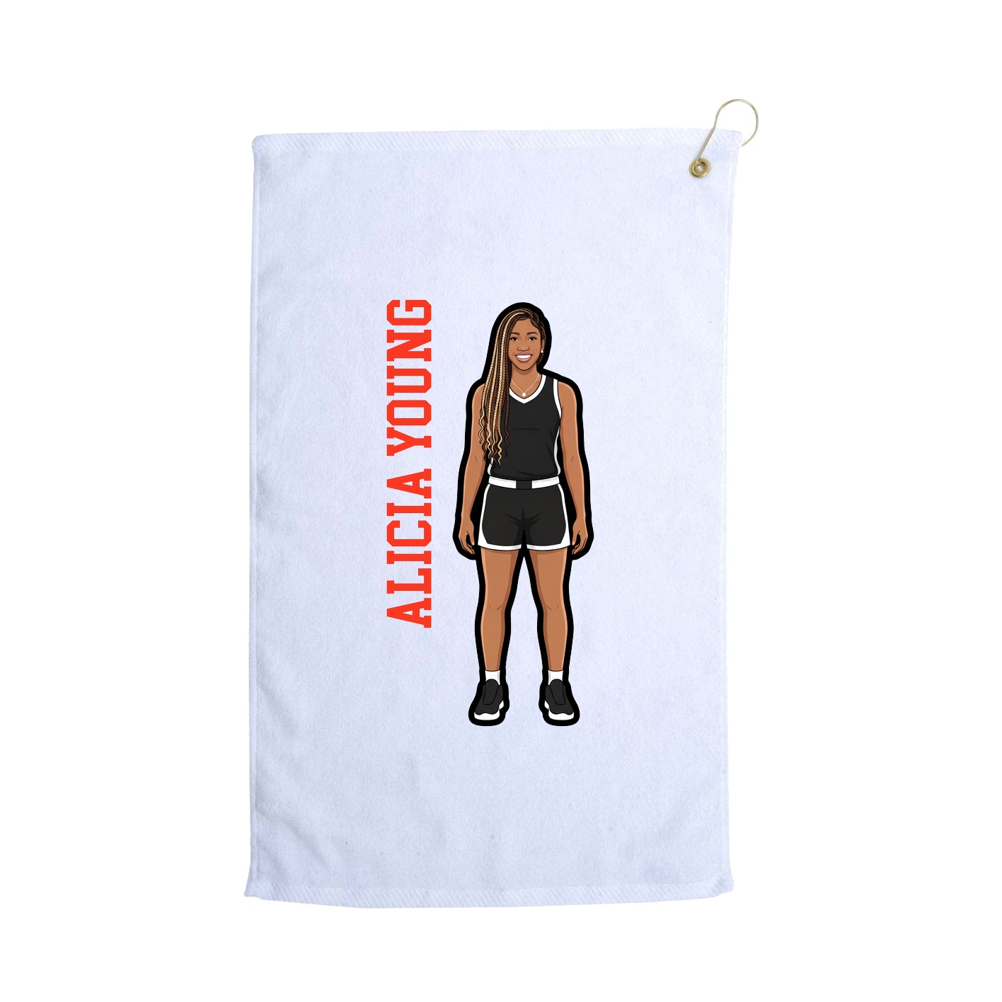 Golf Towel — Name Vertical in White