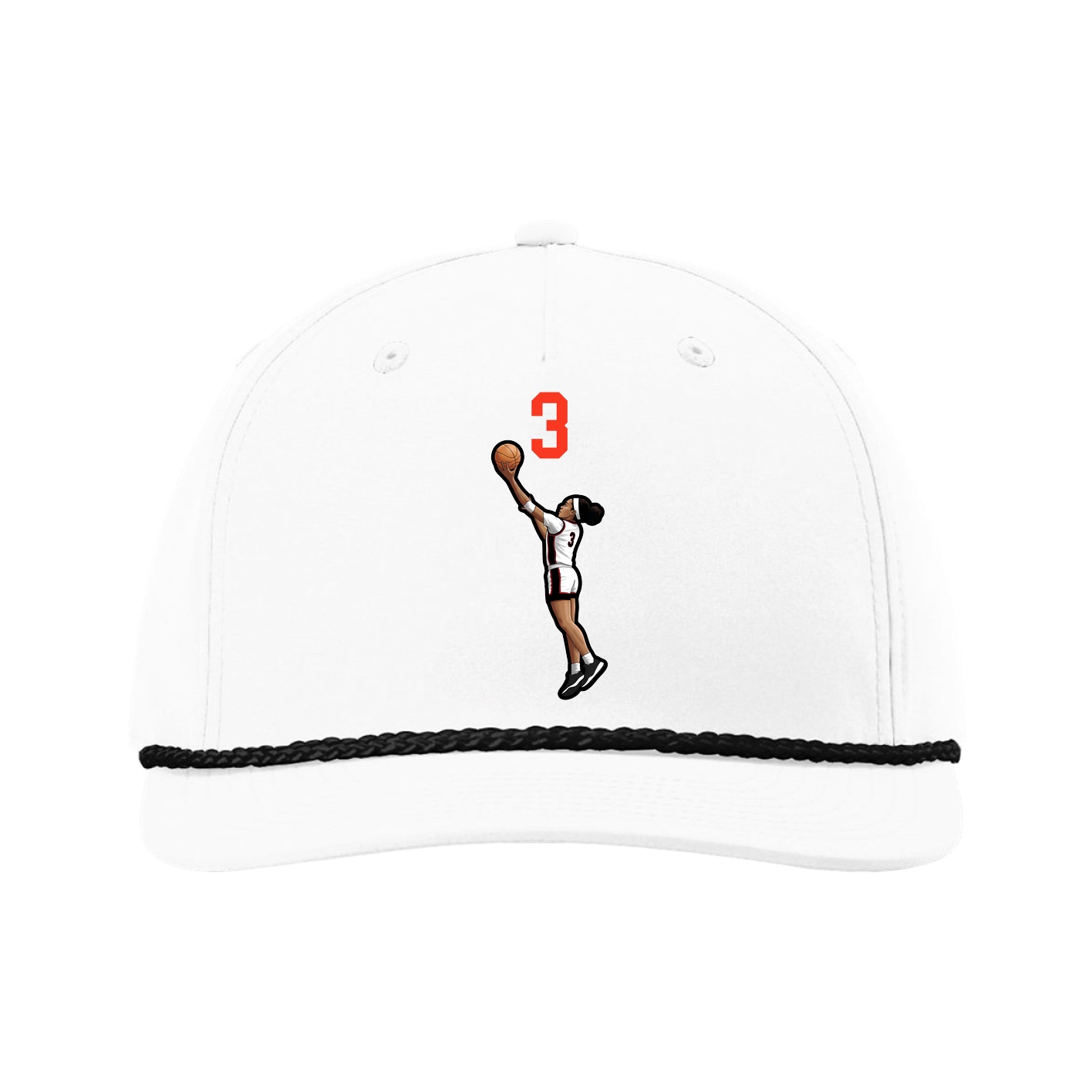 Five-Panel Classic Rope Cap — Number Top in White