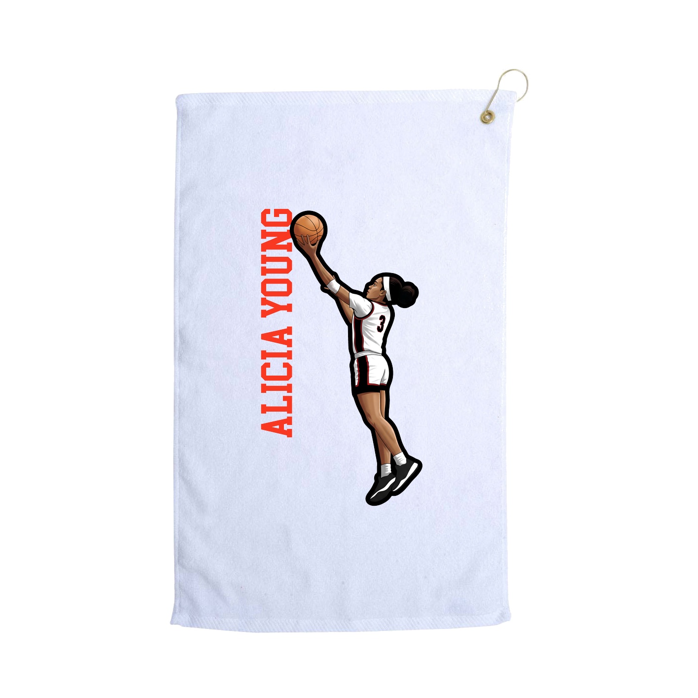 Golf Towel — Name Vertical in White