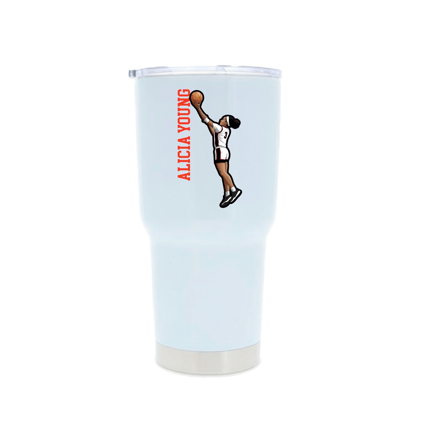 30oz Stainless Steel Tumbler — Name Vertical in White