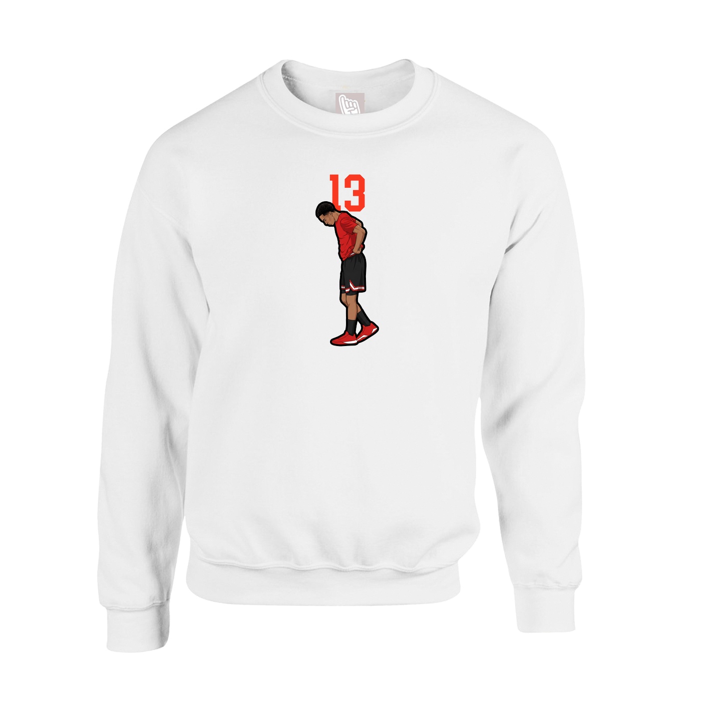 Fleece Crew — Number Top in White
