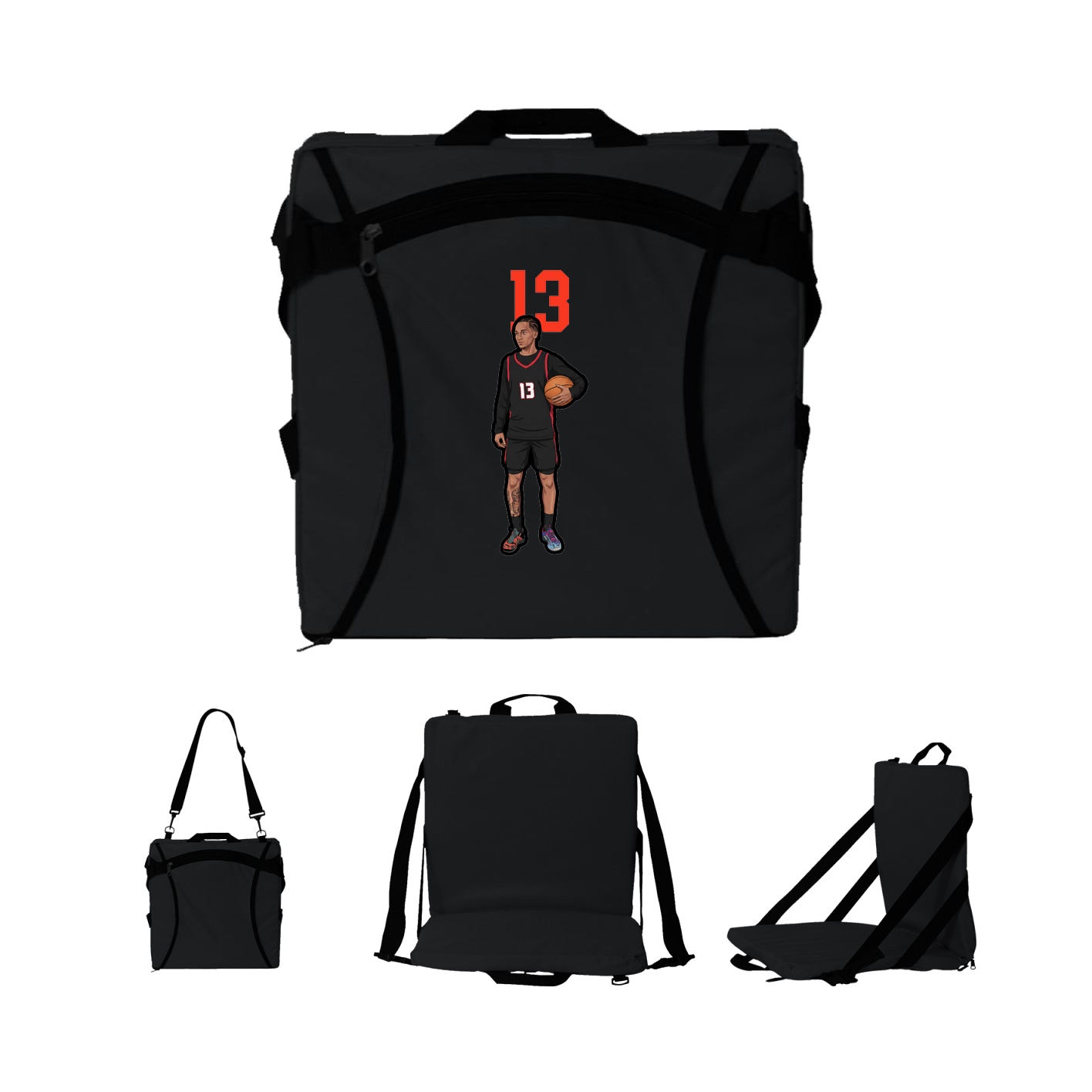 Folding Stadium Seat — Number Top in Black