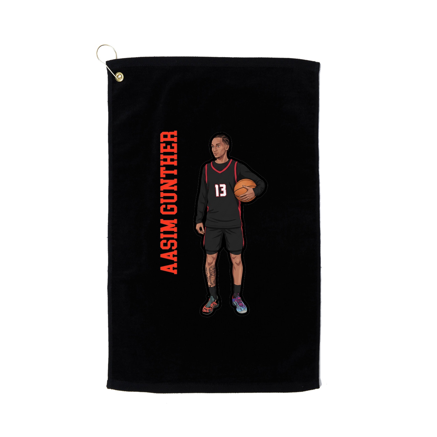 Golf Towel — Name Vertical in Black