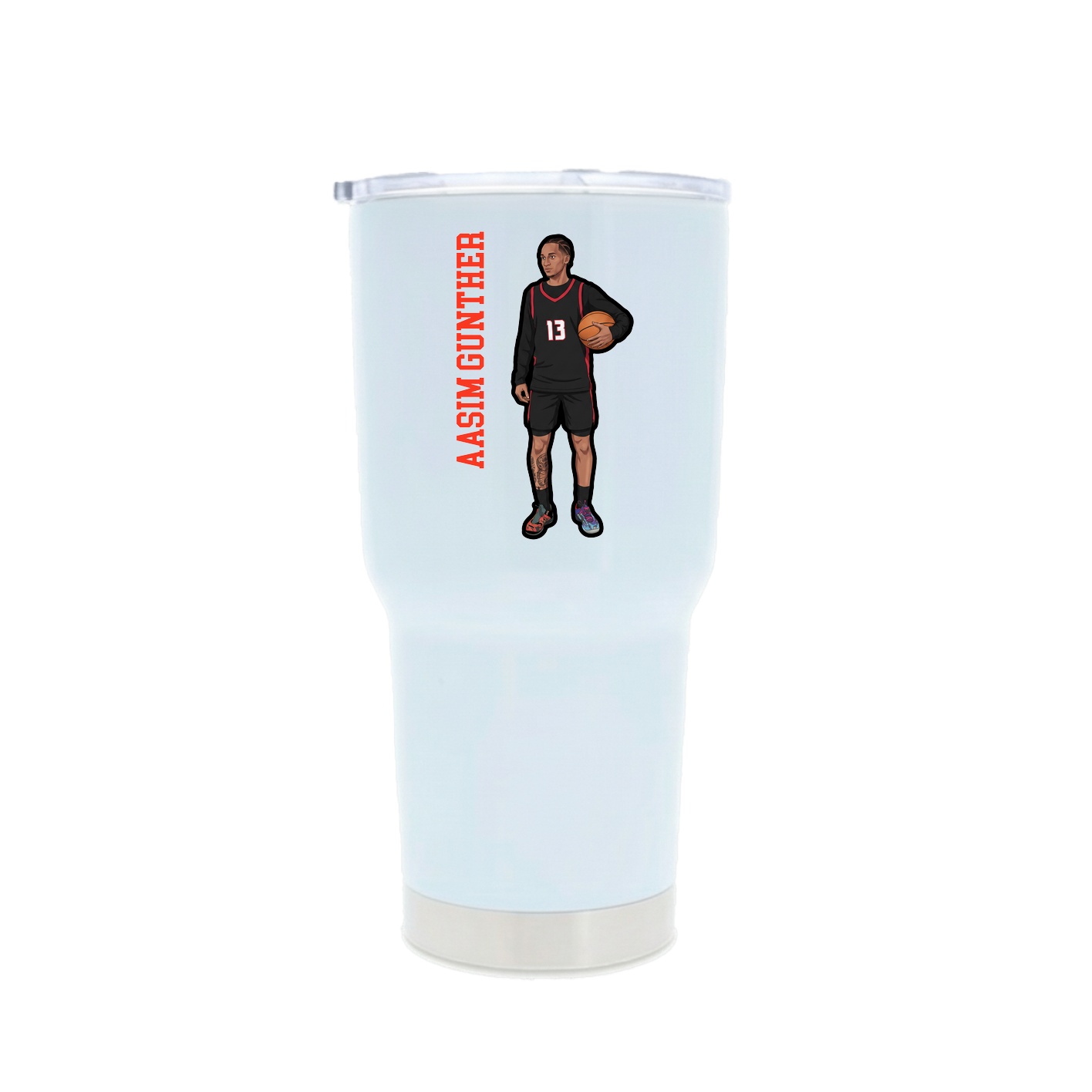 30oz Stainless Steel Tumbler — Name Vertical in White
