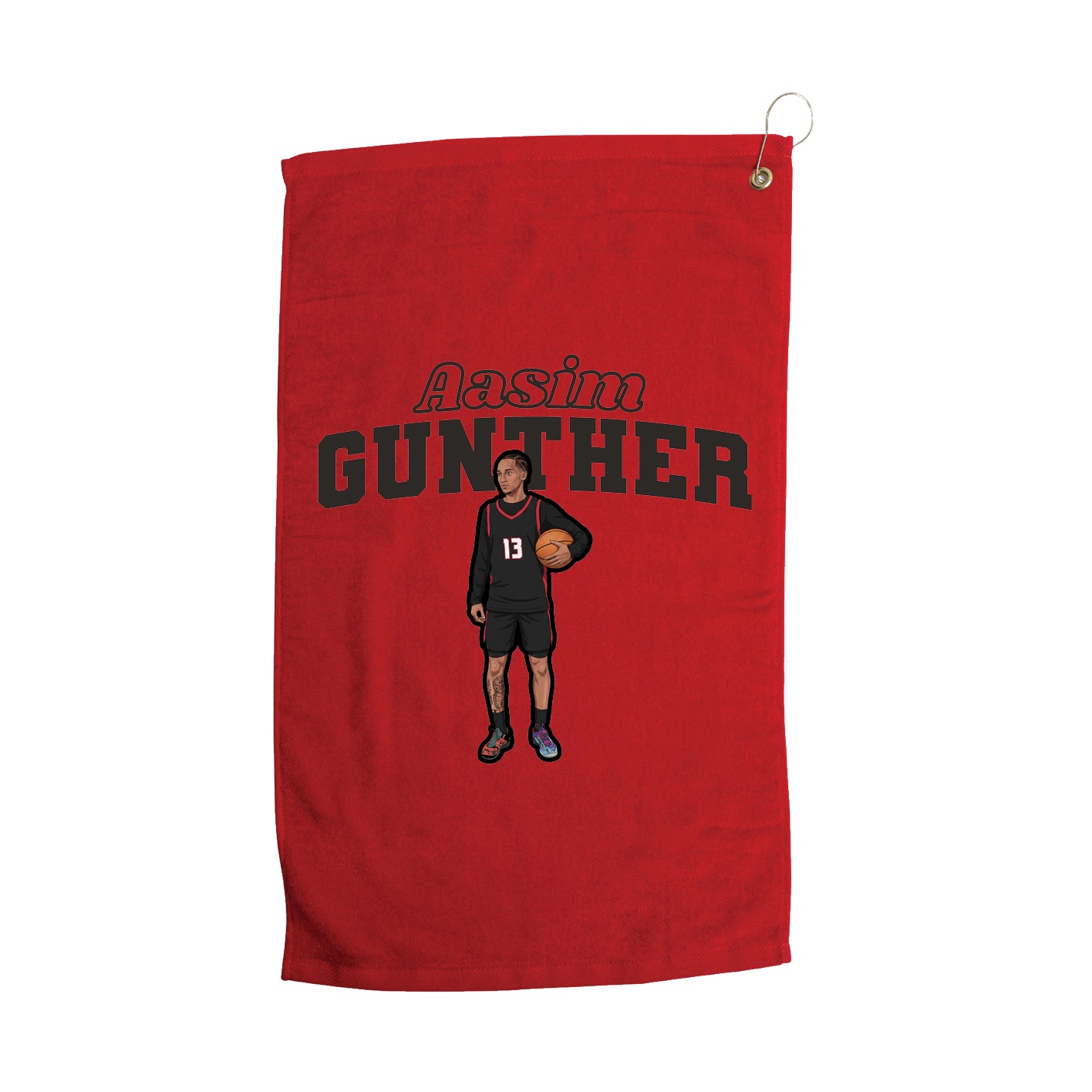 Golf Towel — Name Arch in Red