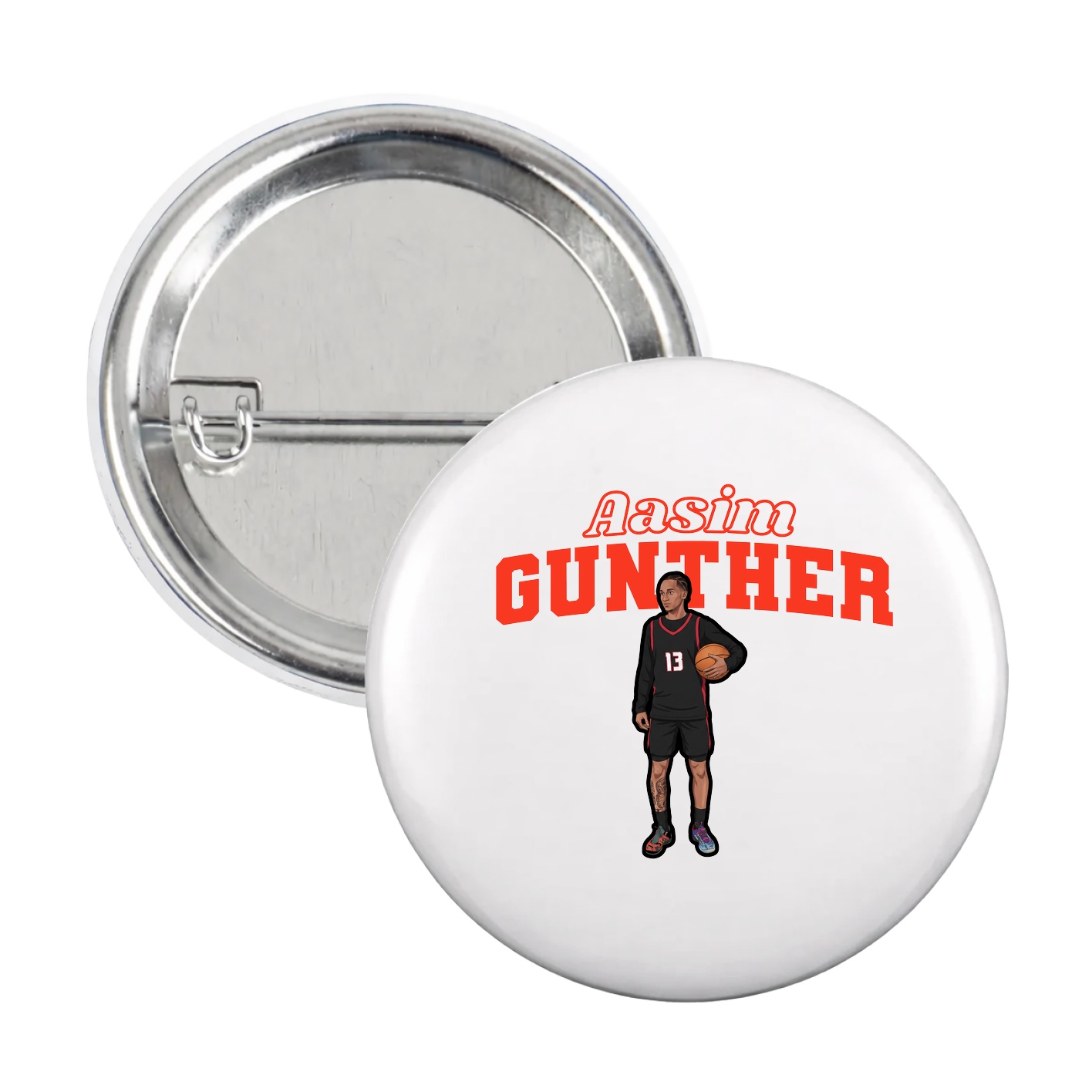 Game Day Button — Name Arch in White