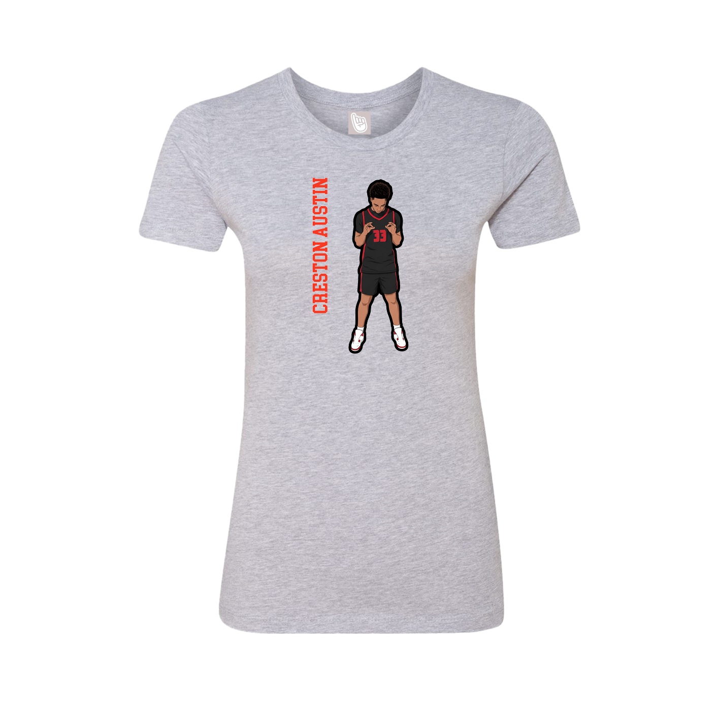 Fitted Women's Tee — Name Vertical in Grey