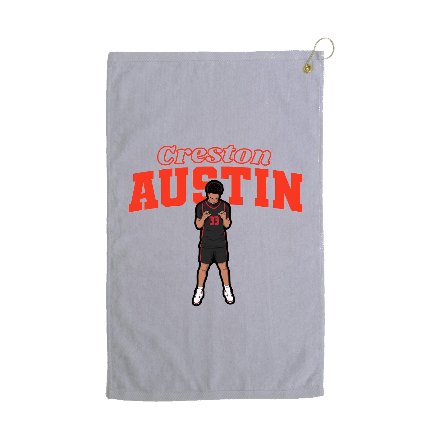 Golf Towel — Name Arch in Grey