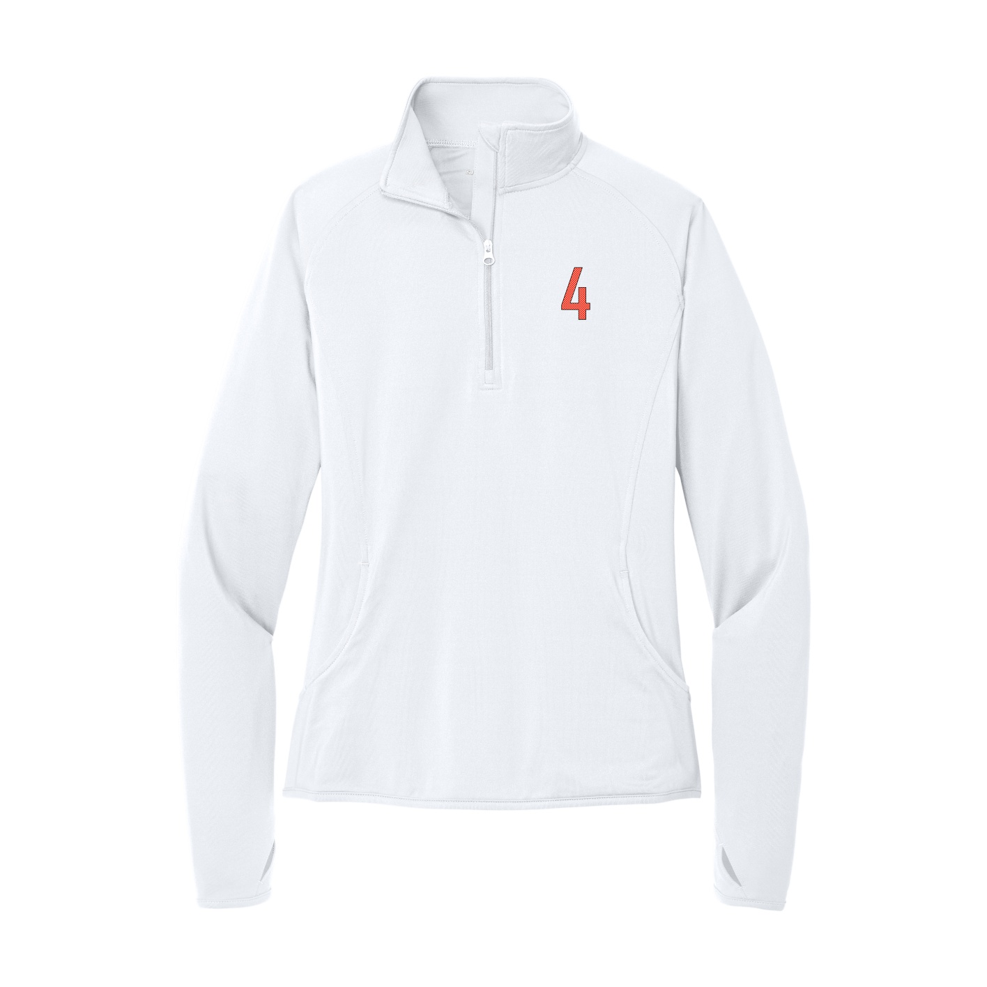 Women's Q-Zip Pullover — Front Shirsy in White