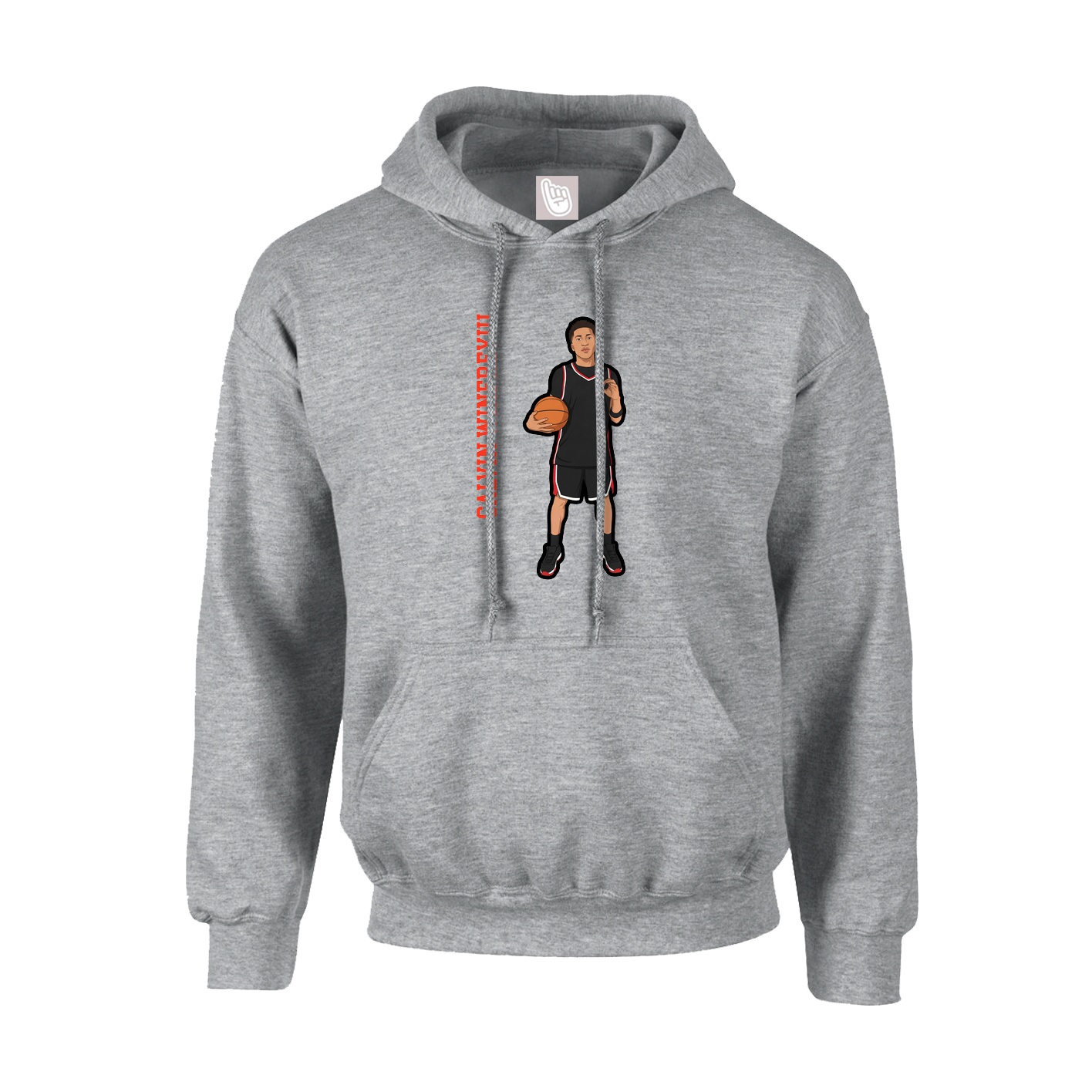 Youth Hoodie — Name Vertical in Grey