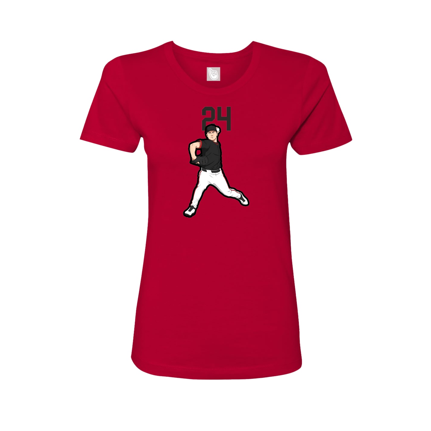 Fitted Women's Tee — Number Top in Red