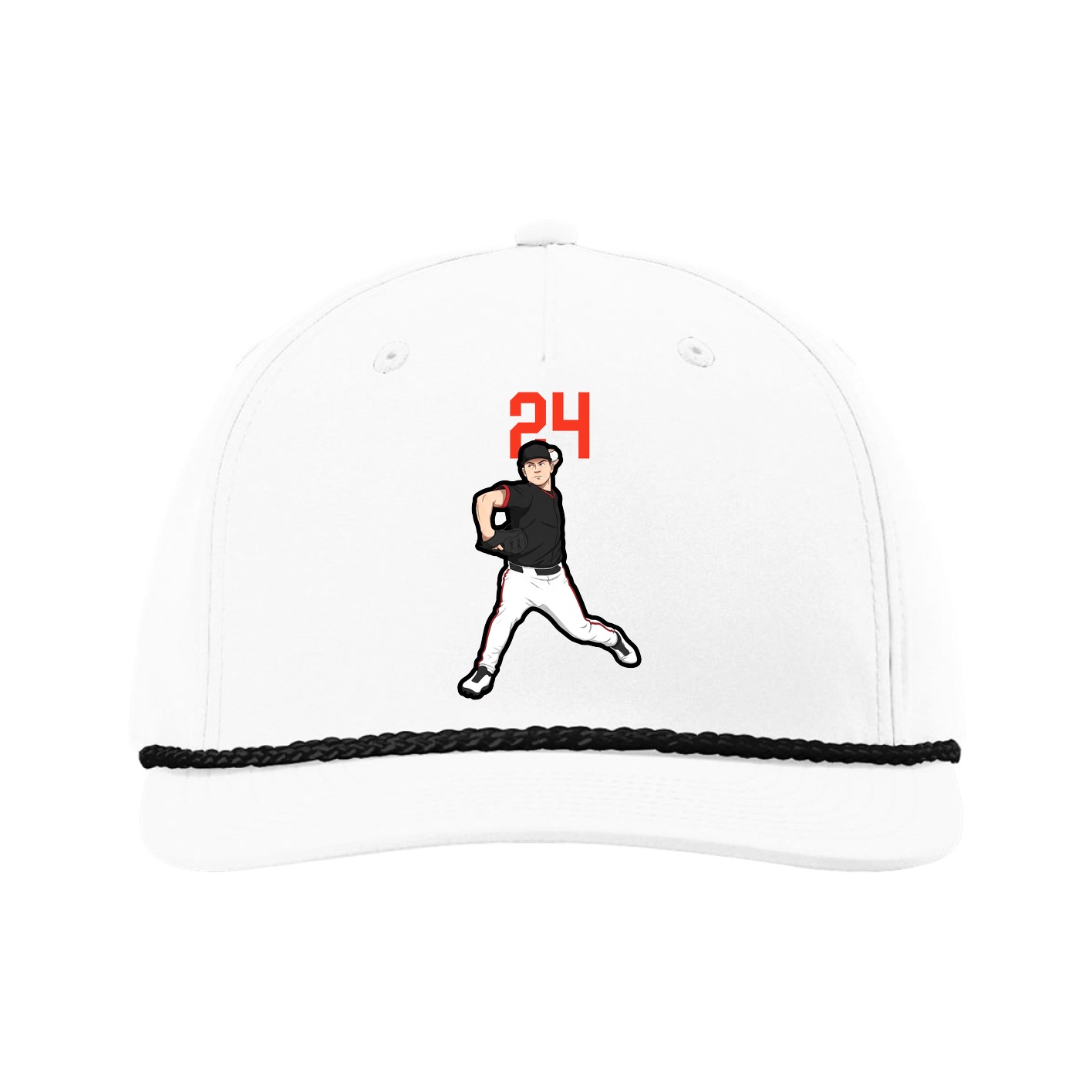 Five-Panel Classic Rope Cap — Number Top in White
