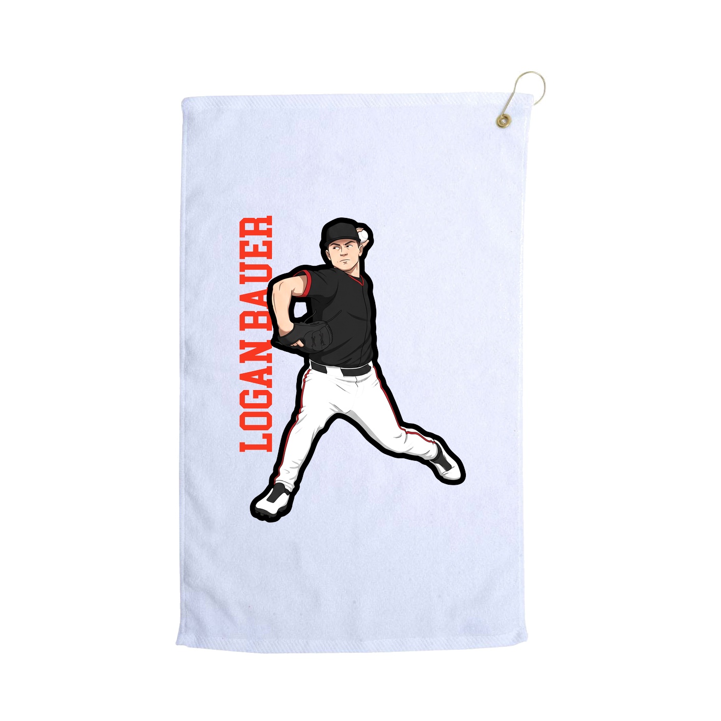 Golf Towel — Name Vertical in White