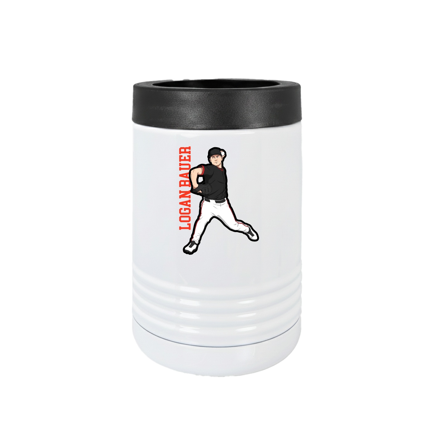 Beverage Holder — Name Vertical in White