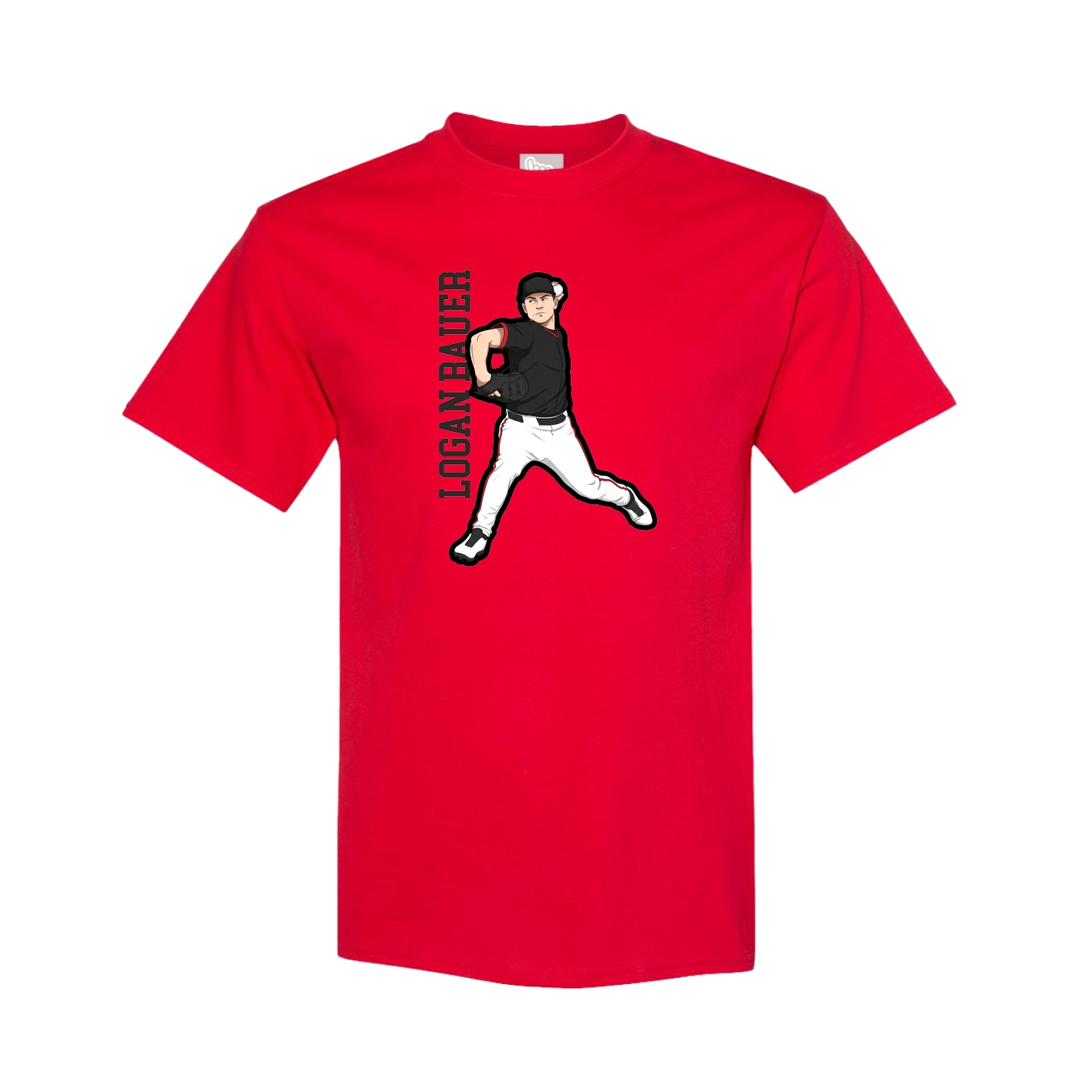 Youth Tee — Name Vertical in Red