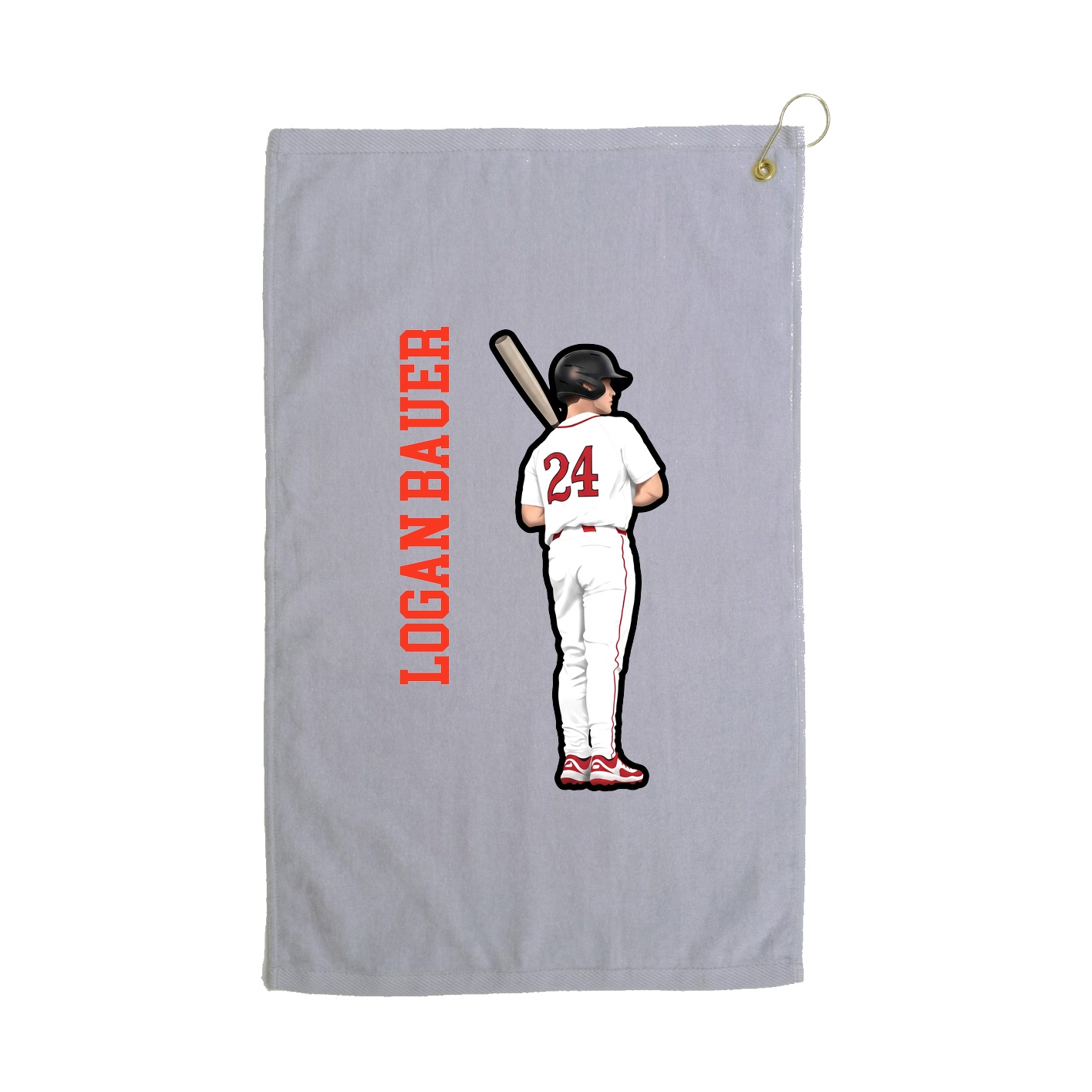 Golf Towel — Name Vertical in Grey