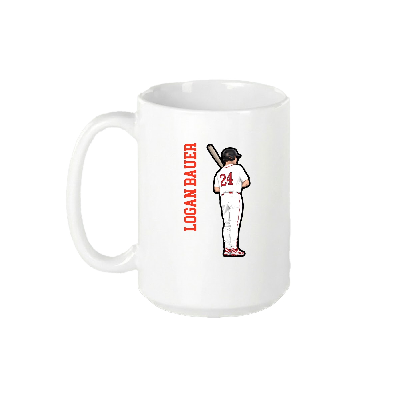 15oz Coffee Mug — Name Vertical in White