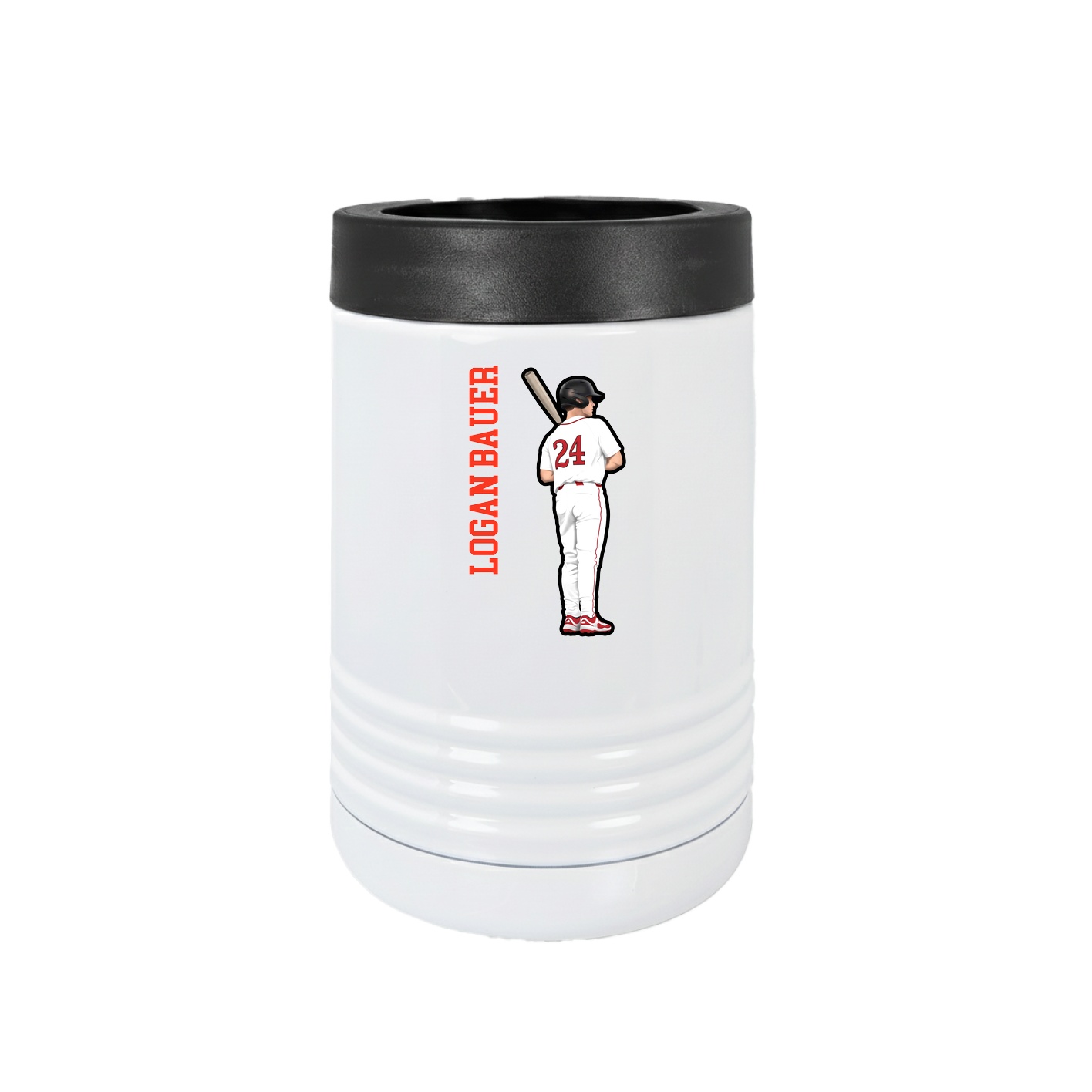 Beverage Holder — Name Vertical in White