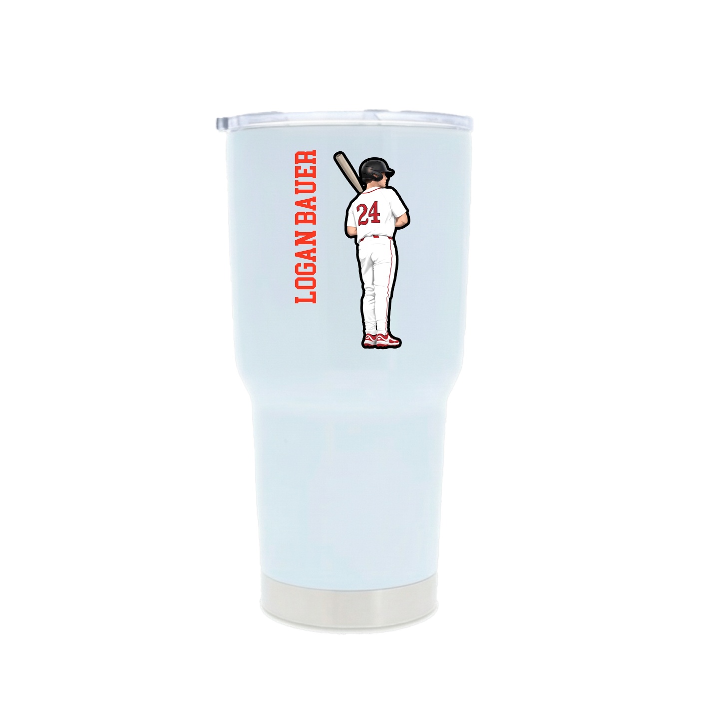30oz Stainless Steel Tumbler — Name Vertical in White