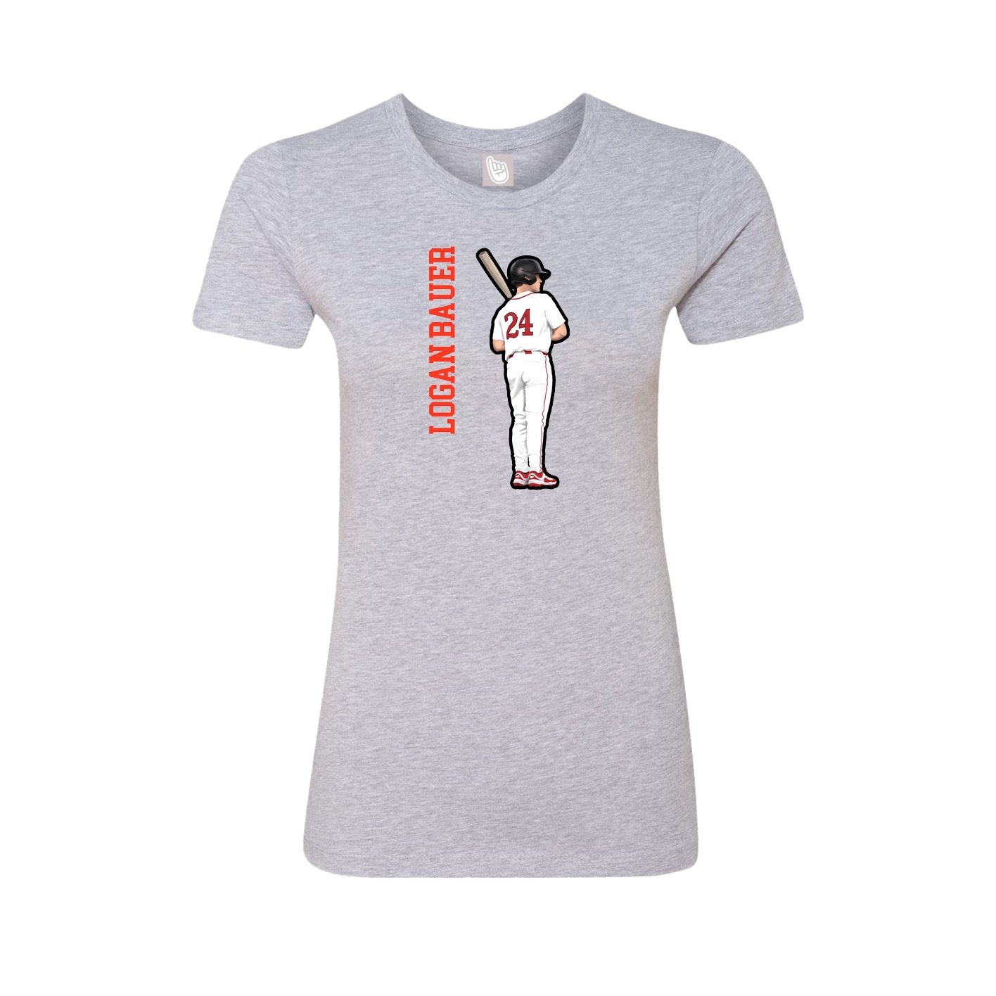 Fitted Women's Tee — Name Vertical in Grey