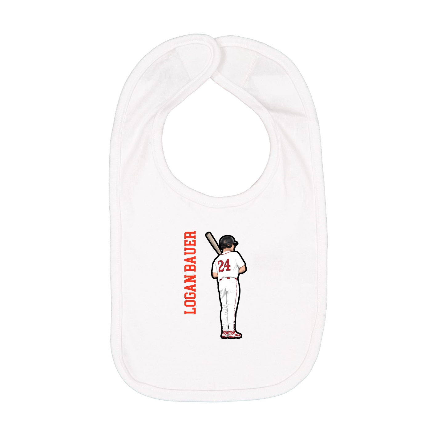 Infant Bib — Name Vertical in White