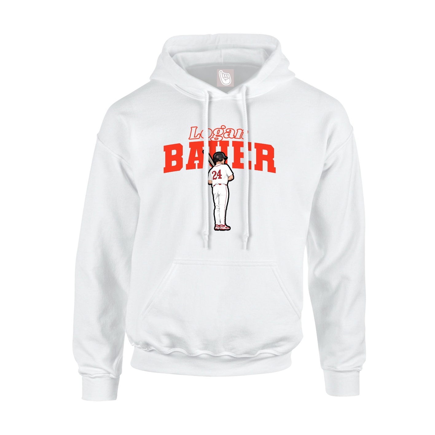 Youth Hoodie — Name Arch in White