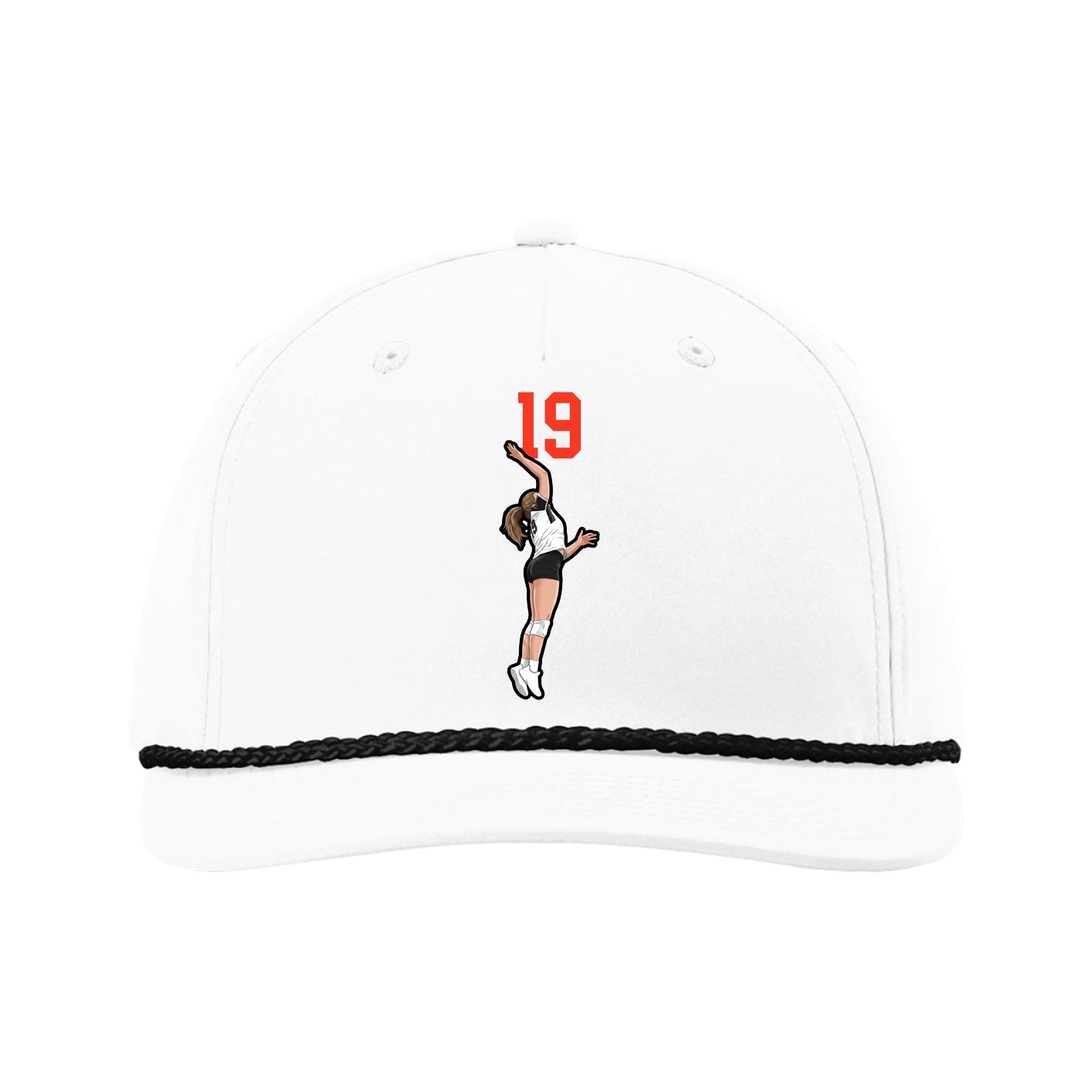 Five-Panel Classic Rope Cap — Number Top in White