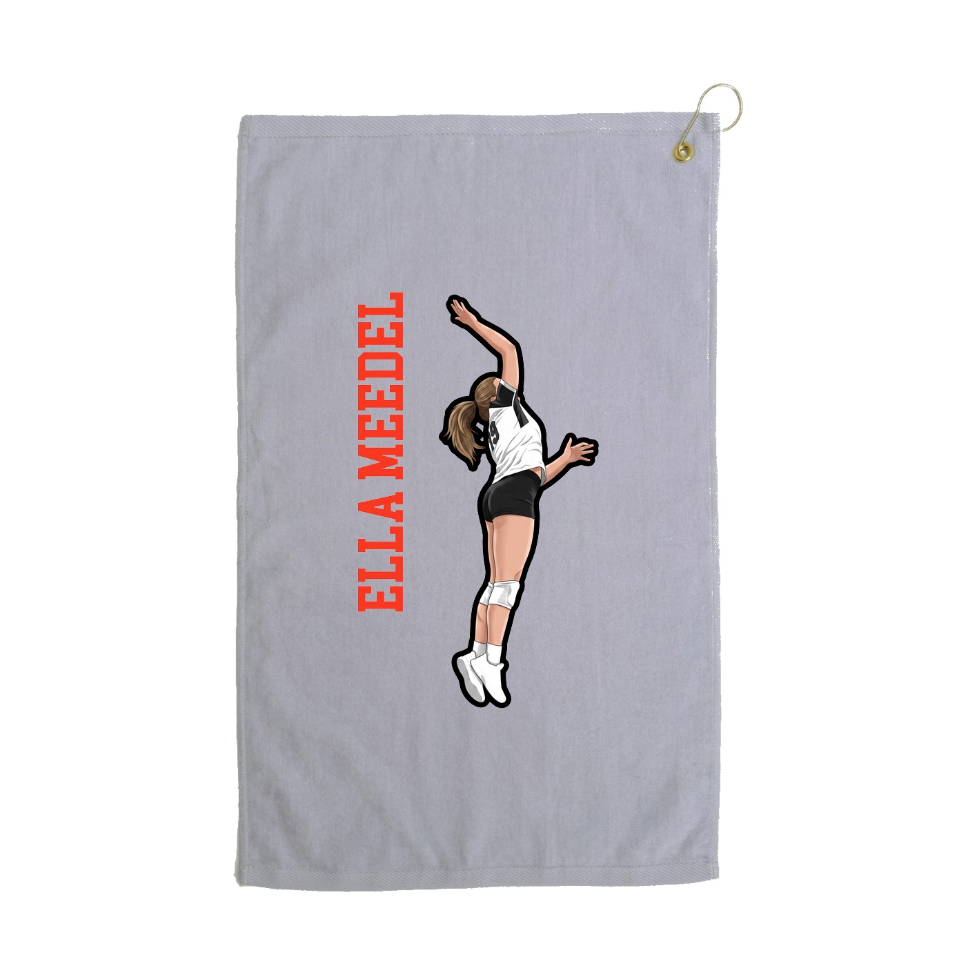 Golf Towel — Name Vertical in Grey