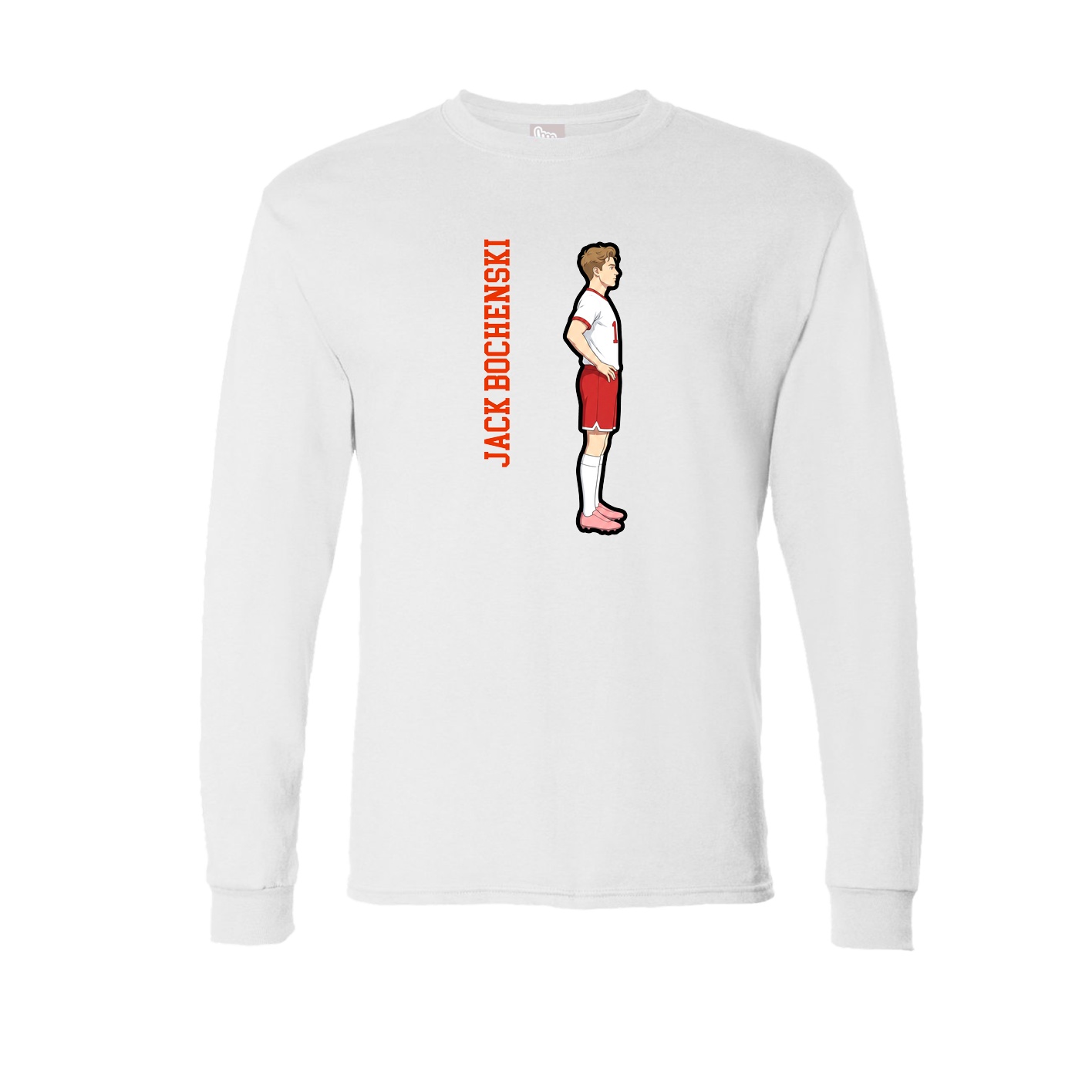 Long Sleeve Tee — Name Vertical in White