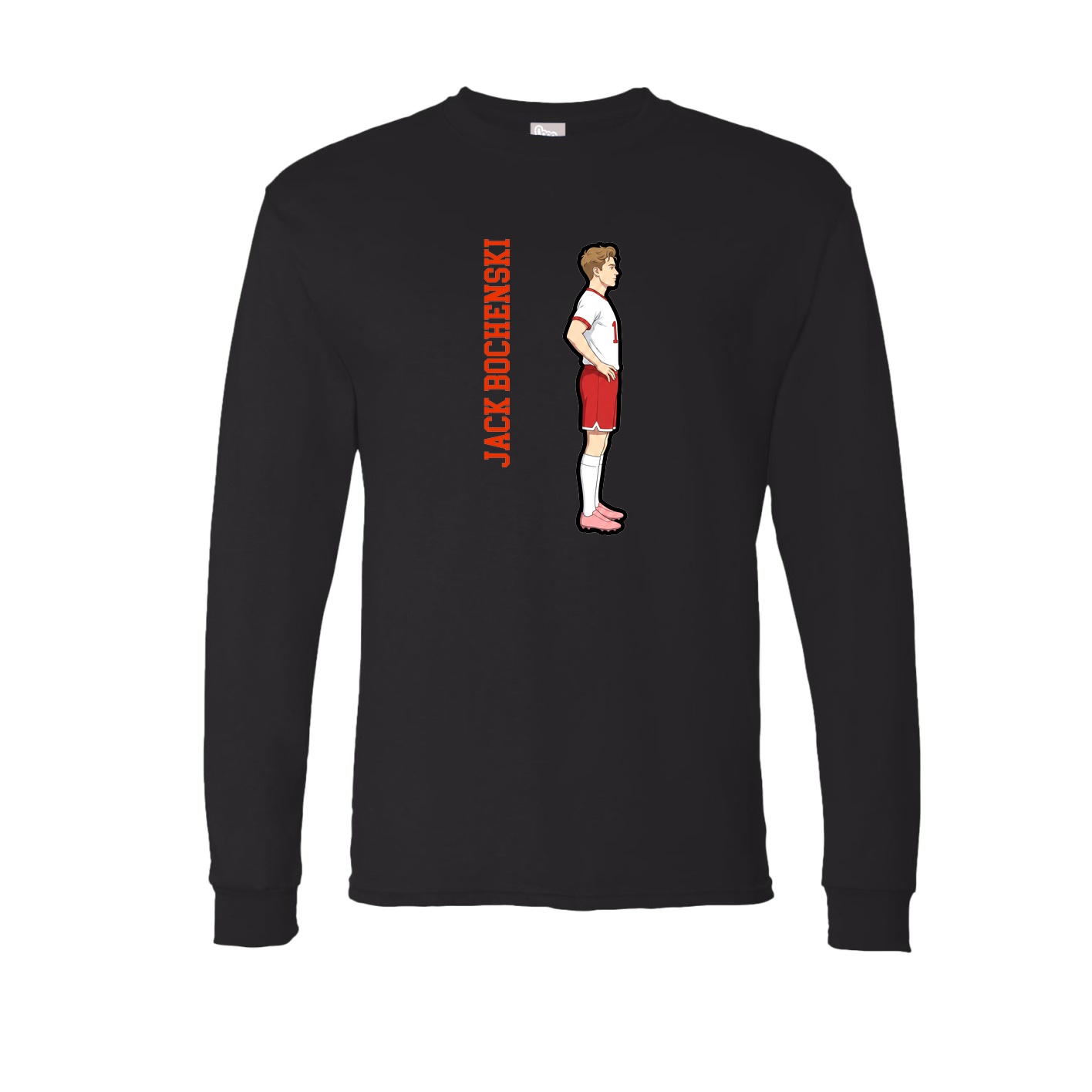 Long Sleeve Tee — Name Vertical in Black