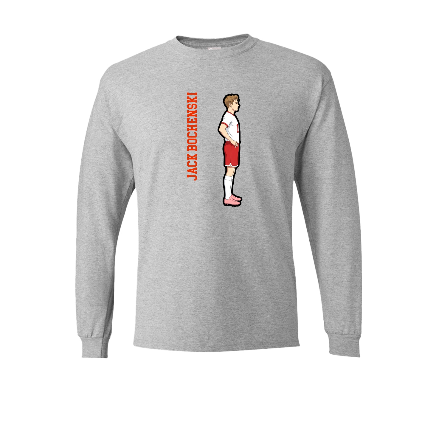 Long Sleeve Tee — Name Vertical in Grey