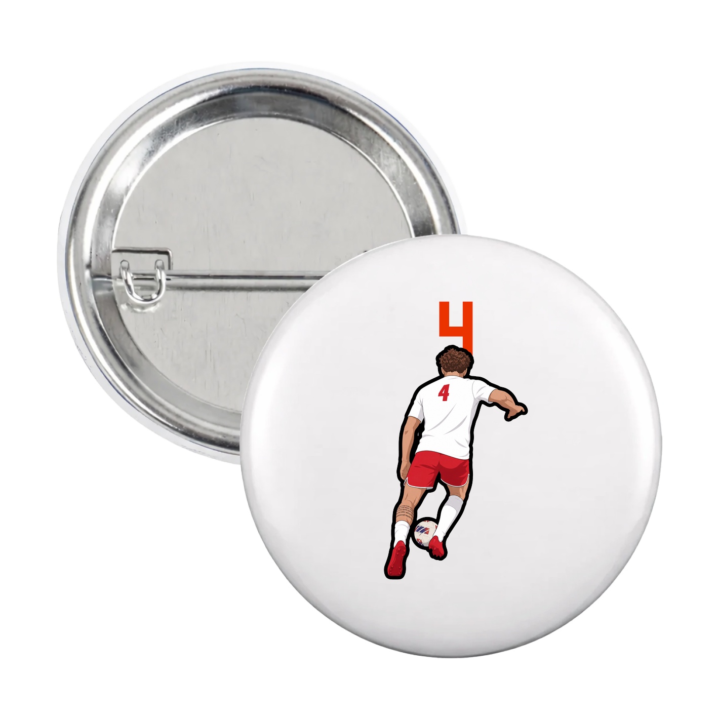 Game Day Button — Number Top in White