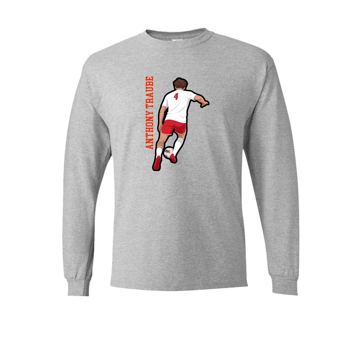 Long Sleeve Tee — Name Vertical in Grey