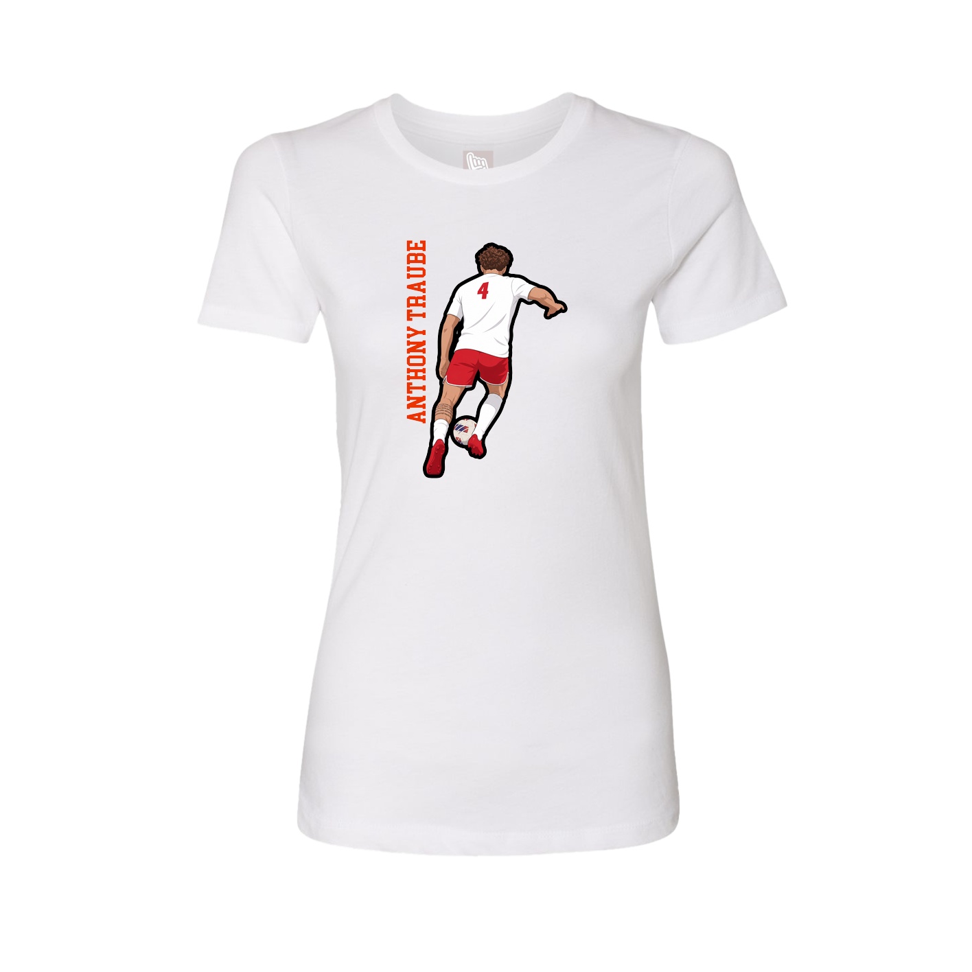 Fitted Women's Tee — Name Vertical in White