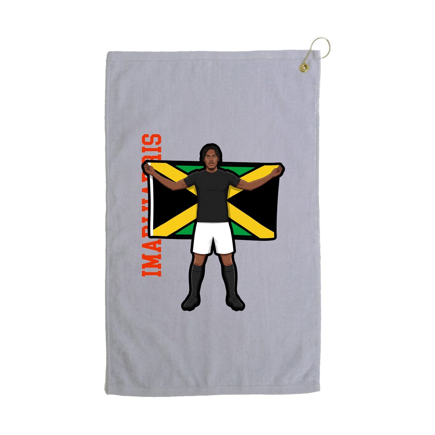 Golf Towel — Name Vertical in Grey