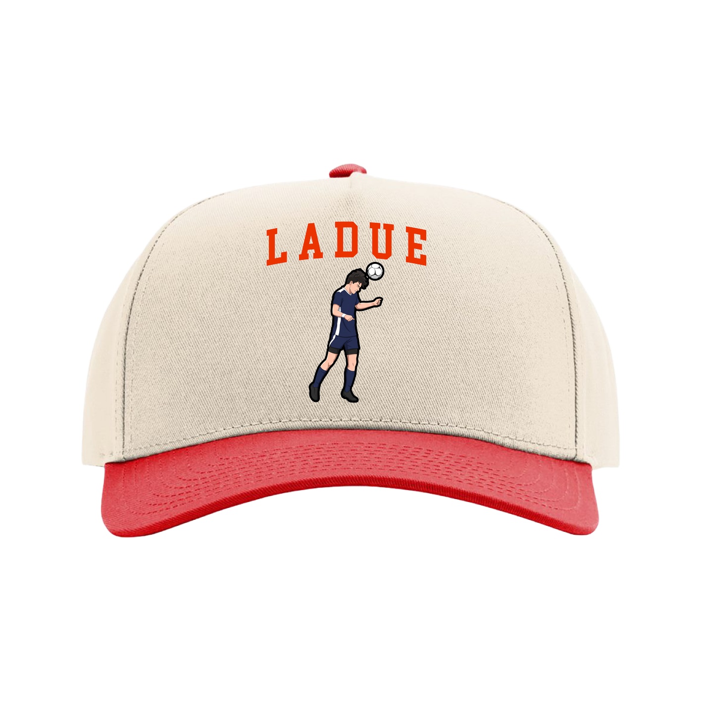 Full Fabric Five-Panel Champ Cap — Shirsey in Cream/Red