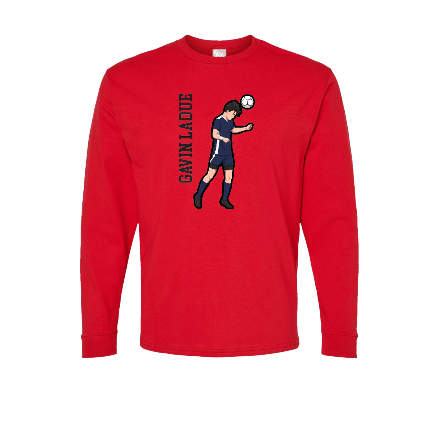 Long Sleeve Tee — Name Vertical in Red