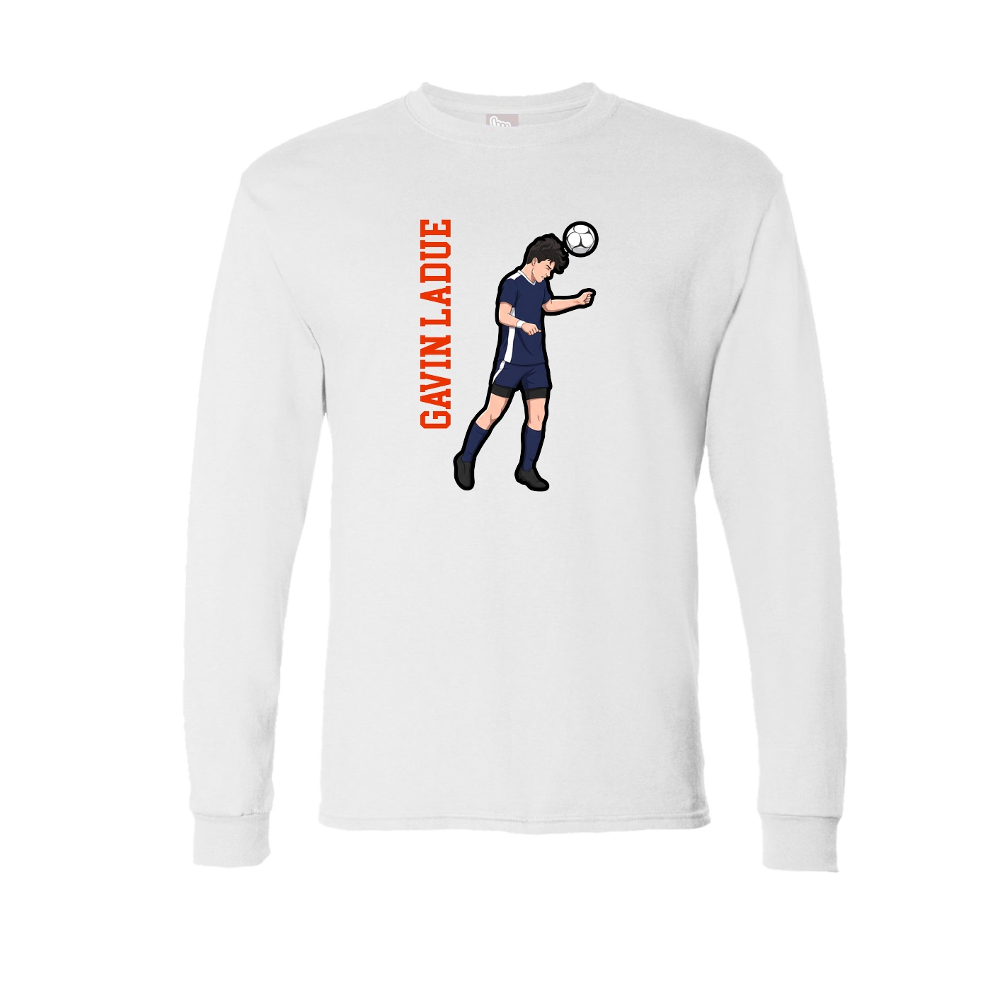 Long Sleeve Tee — Name Vertical in White