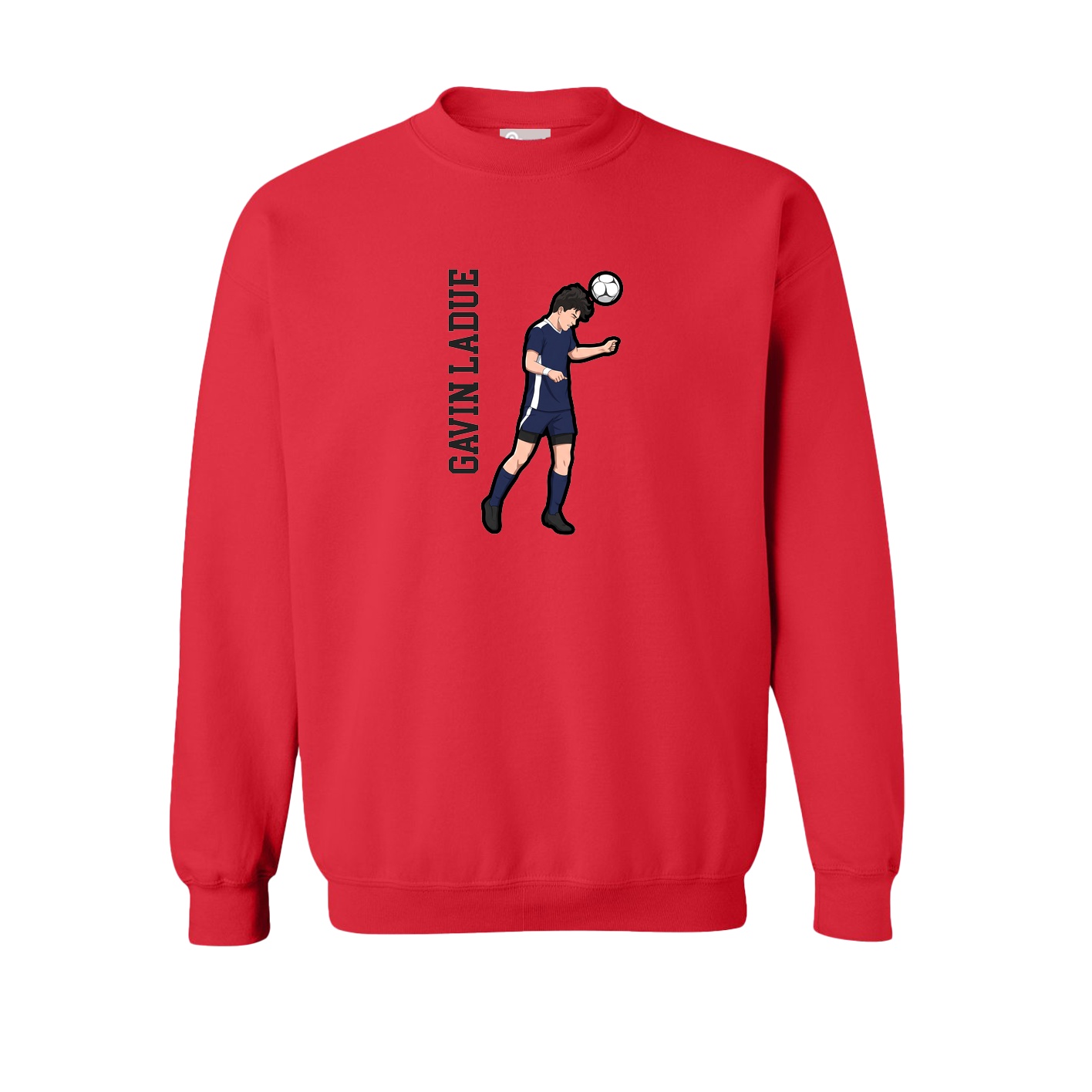 Fleece Crew — Name Vertical in Red