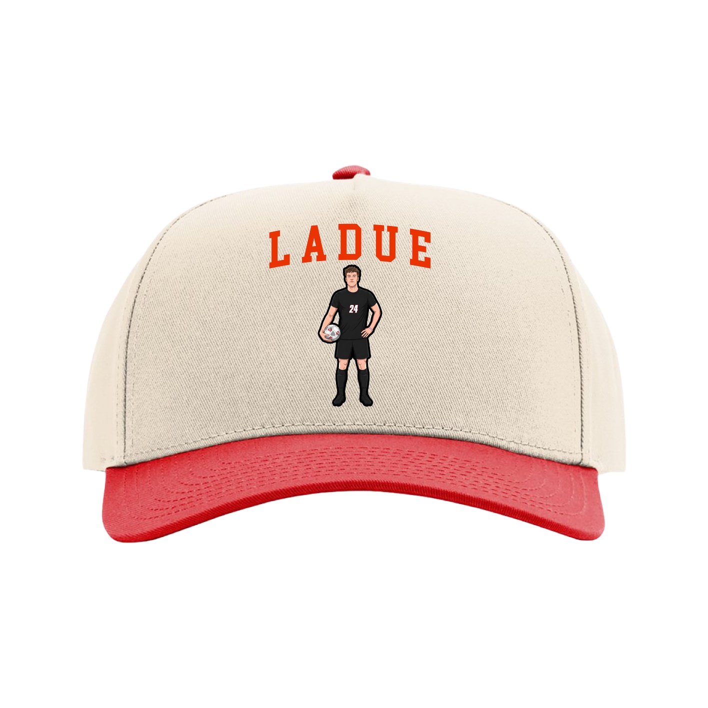 Full Fabric Five-Panel Champ Cap — Shirsey in Cream/Red