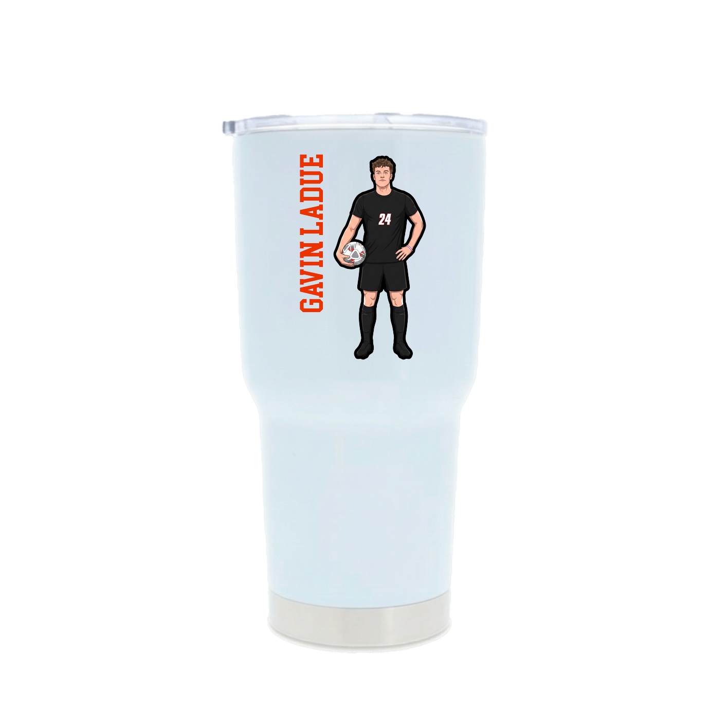 30oz Stainless Steel Tumbler — Name Vertical in White