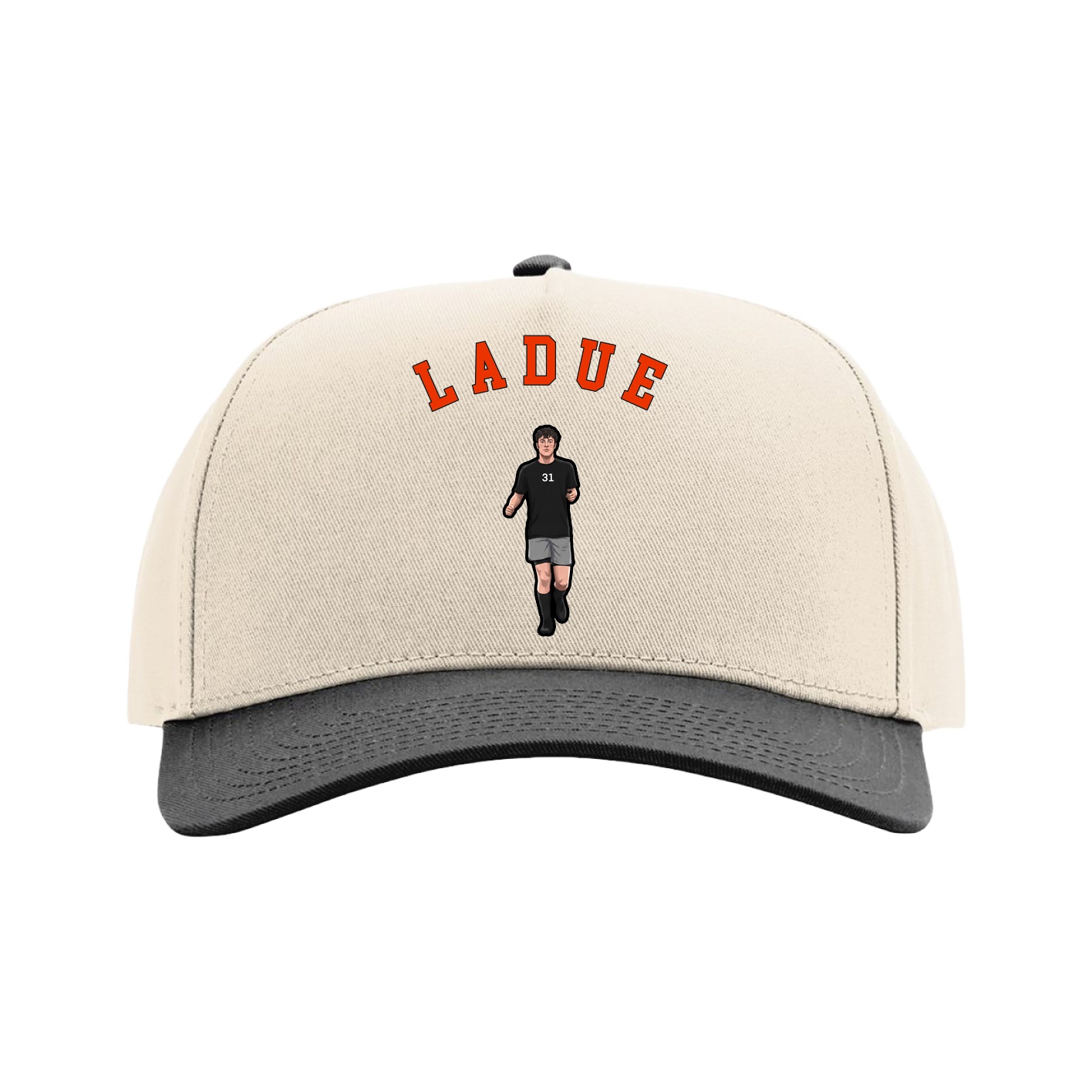 Full Fabric Five-Panel Champ Cap — Shirsey Arch in Cream/Black