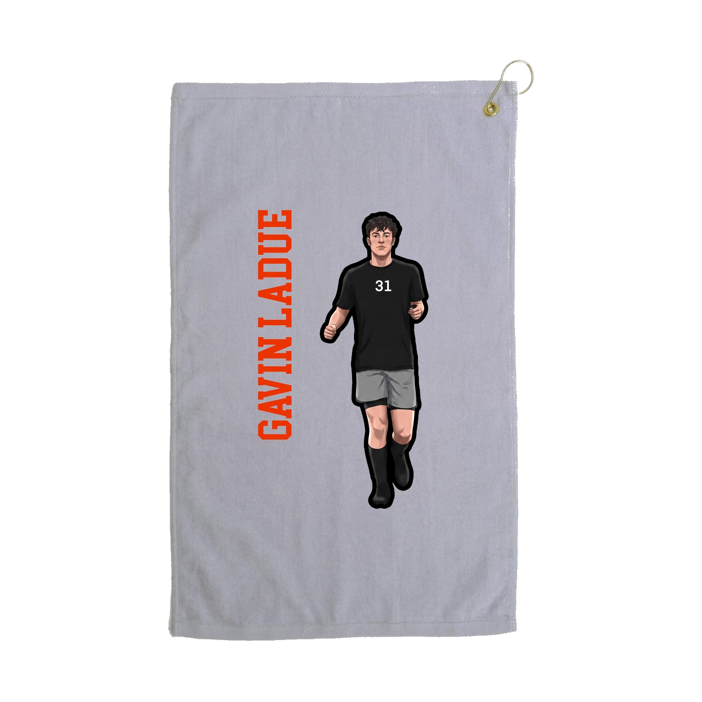 Golf Towel — Name Vertical in Grey