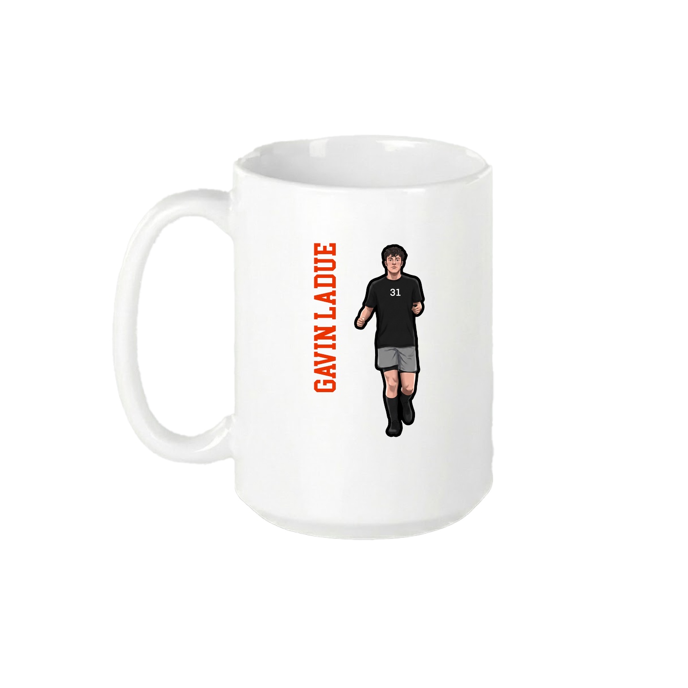 15oz Coffee Mug — Name Vertical in White