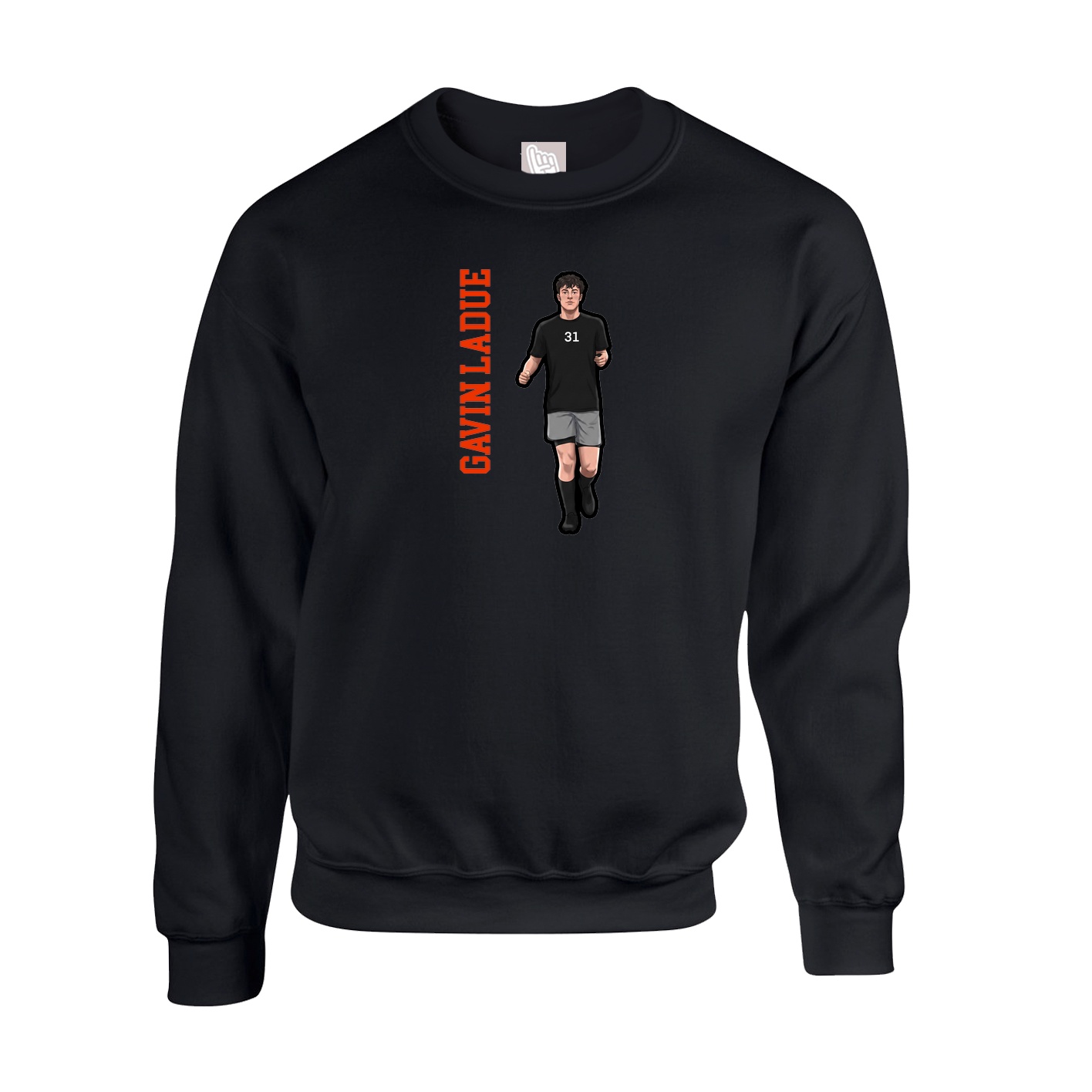Fleece Crew — Name Vertical in Black