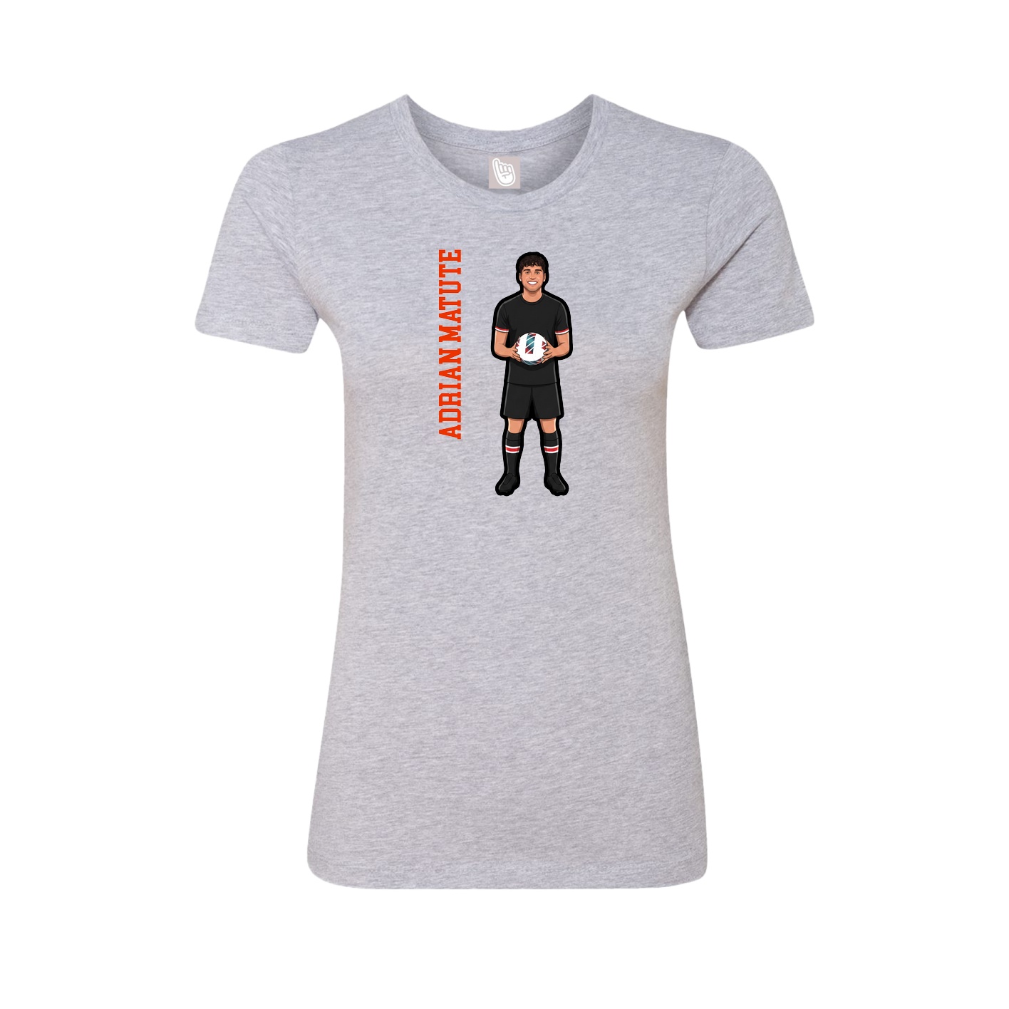 Fitted Women's Tee — Name Vertical in Grey